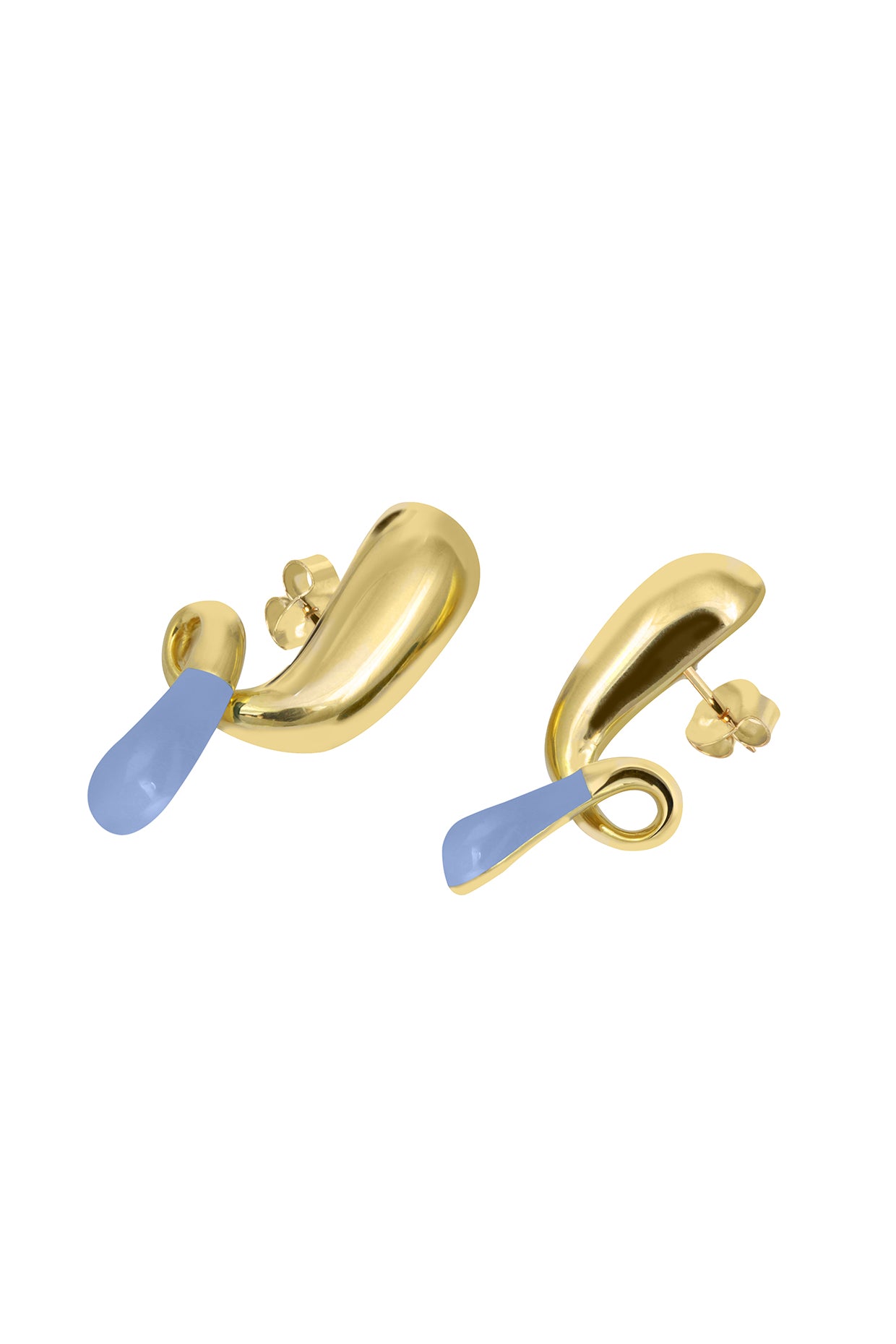 18Kt Gold Plated Powder Blue Pebble Pop Drop Earrings