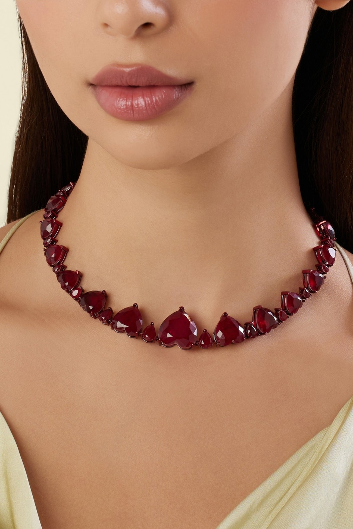 Reverse Hearts Ruby Botox Necklace