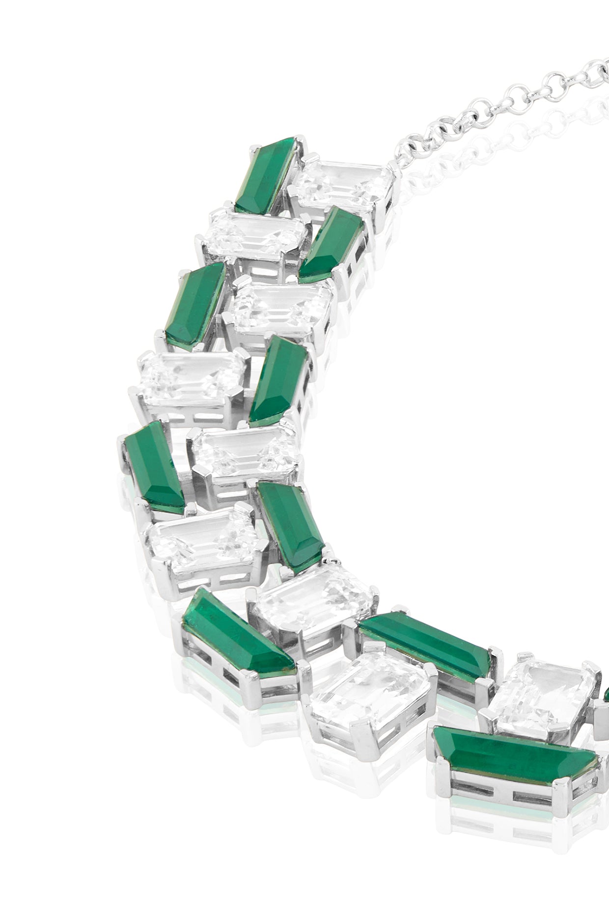 Clara Collar Necklace In Rhodium Plated