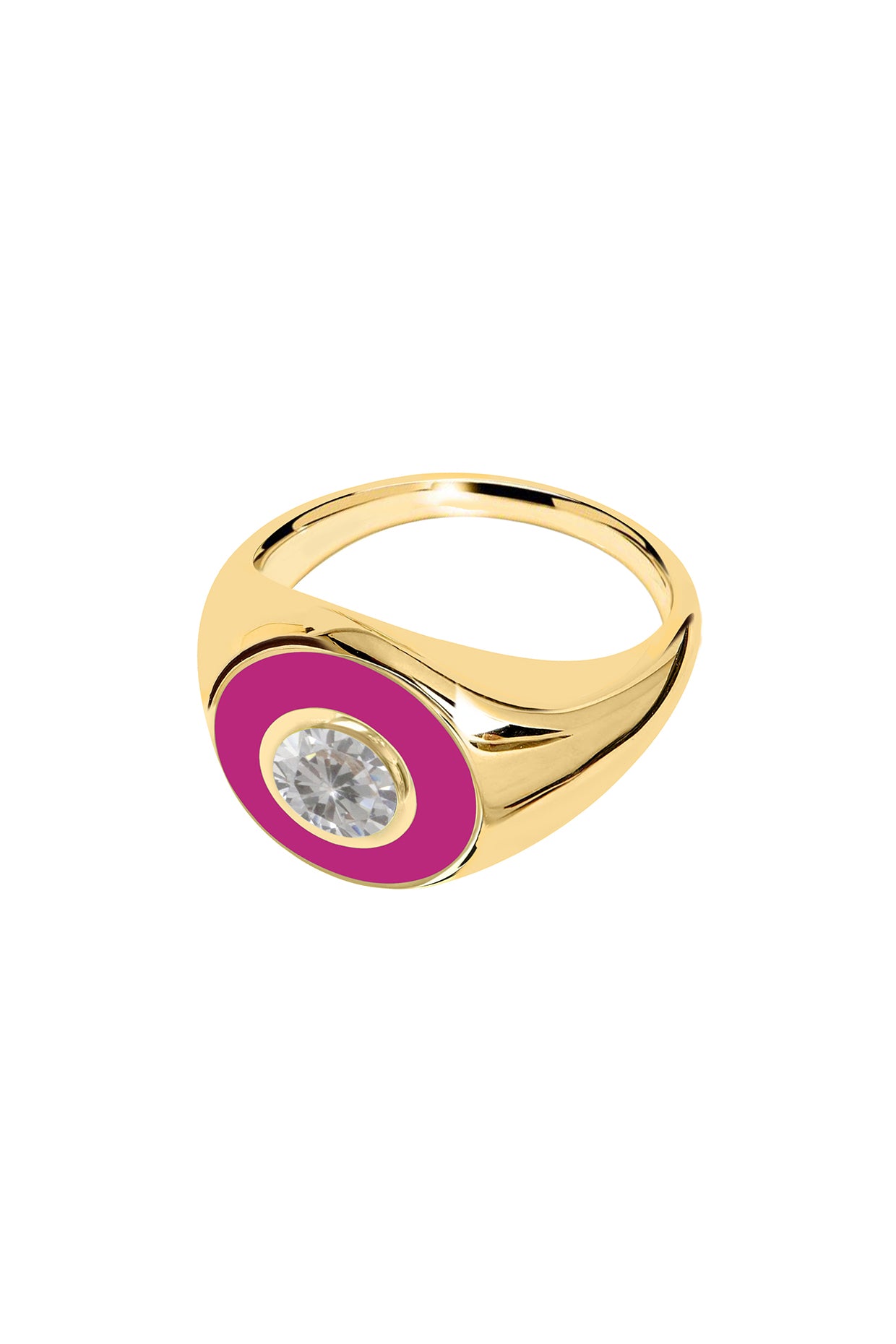 18Kt Gold Plated Eyes On Me Pink Signet Ring