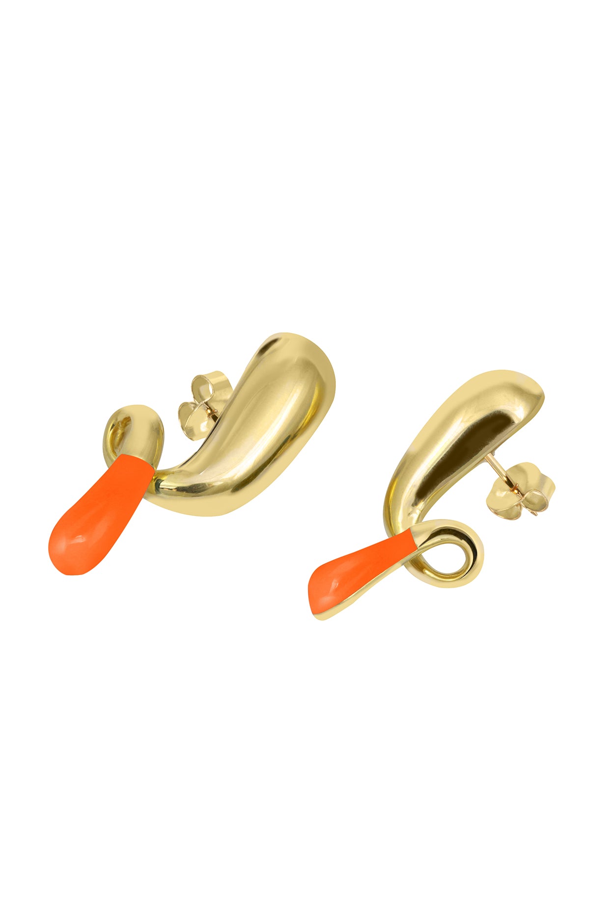 18Kt Gold Plated Orange Pebble Pop Drop Earrings