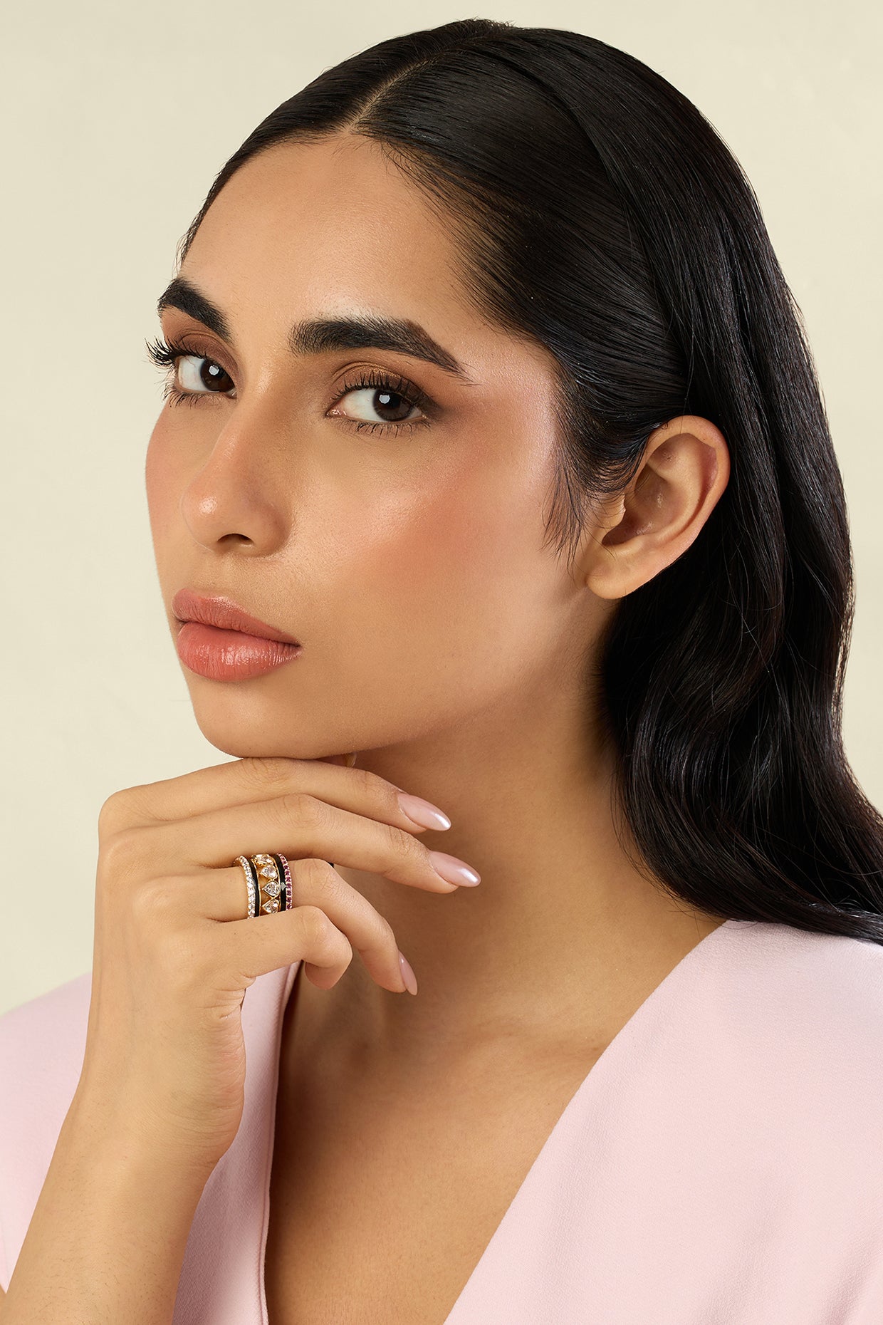 Divine Glint Statement Ring In 18kt Gold Plated