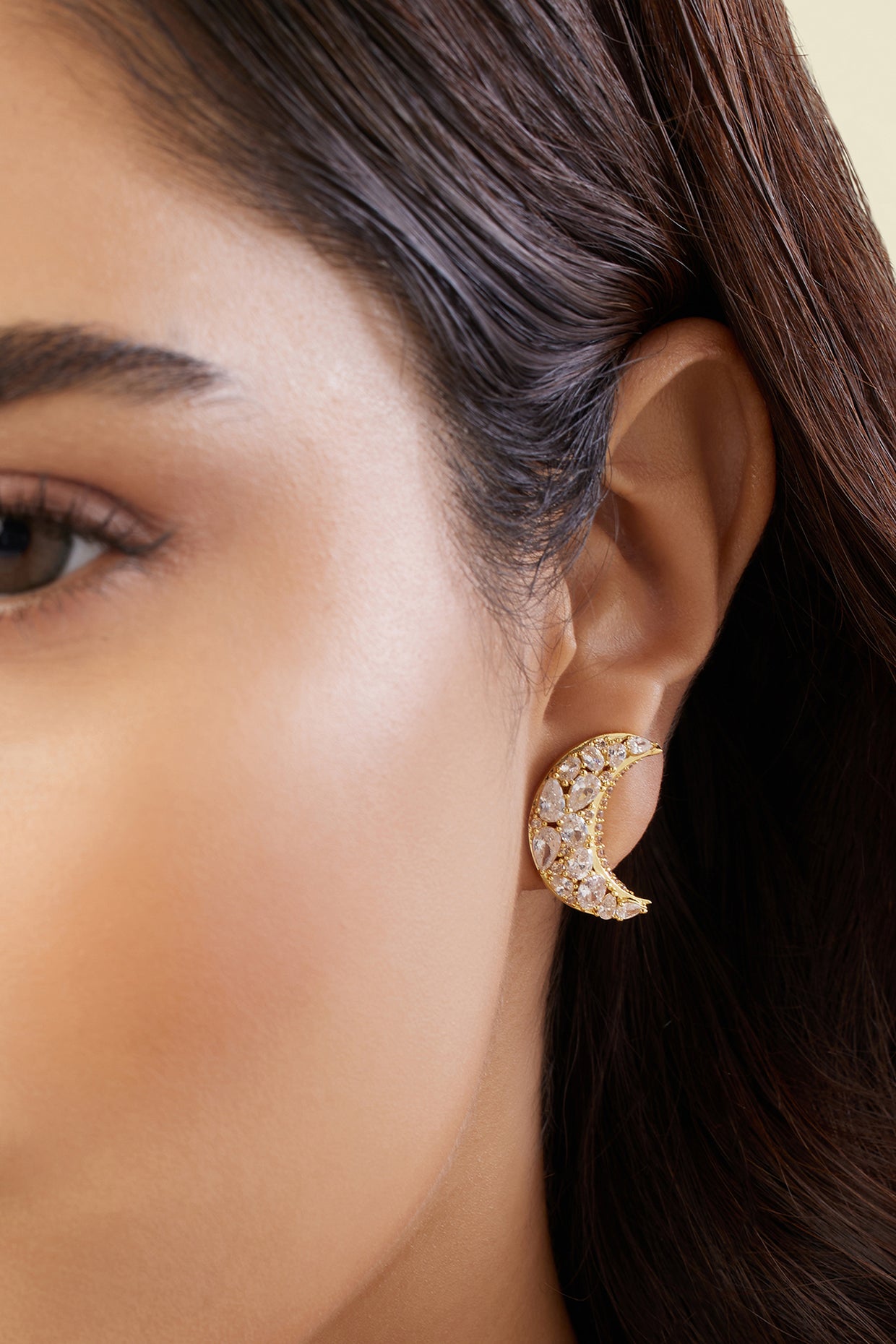 Lune Stud Earrings In 18Kt Gold Plated