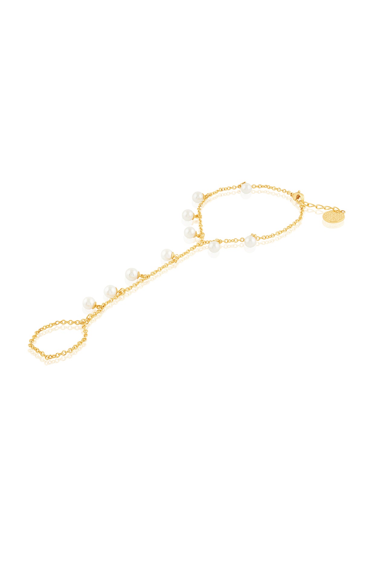 Mirror Gems Briolette Hand Bracelet 18Kt Gold Plated