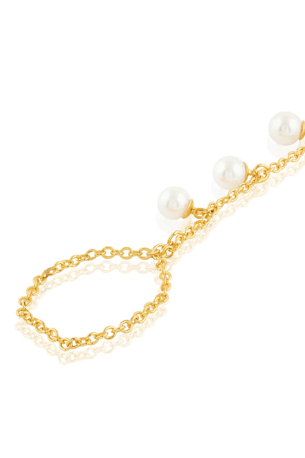 Mirror Gems Briolette Hand Bracelet 18Kt Gold Plated