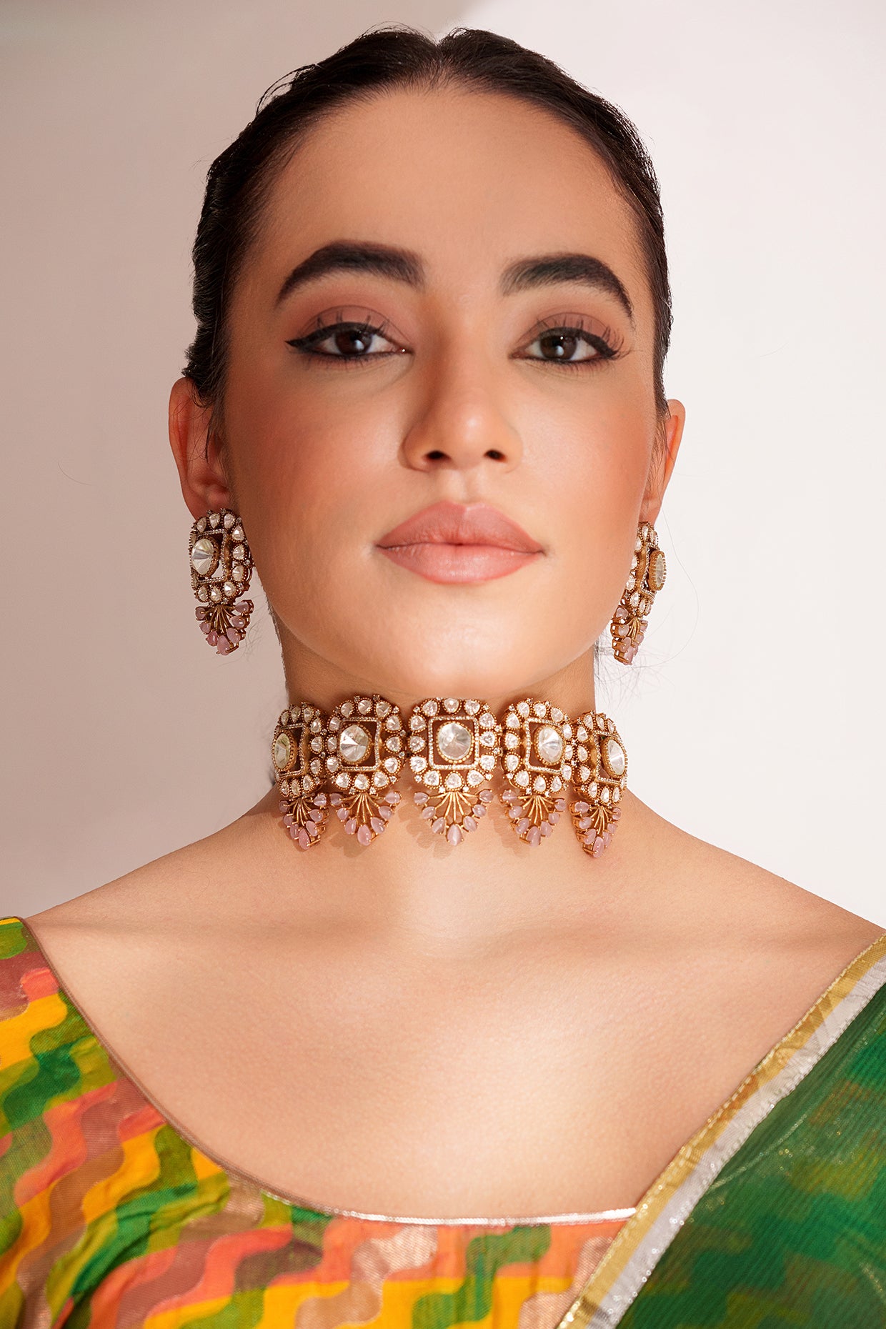 Anura Pink Polki Choker