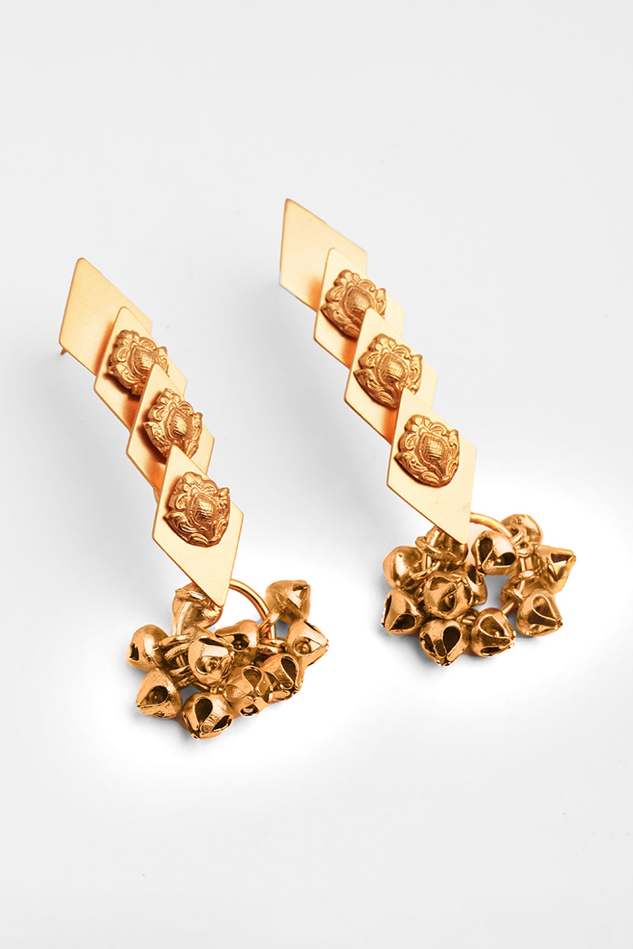 Gold Plated Kite Shape And Ghungroo Earring