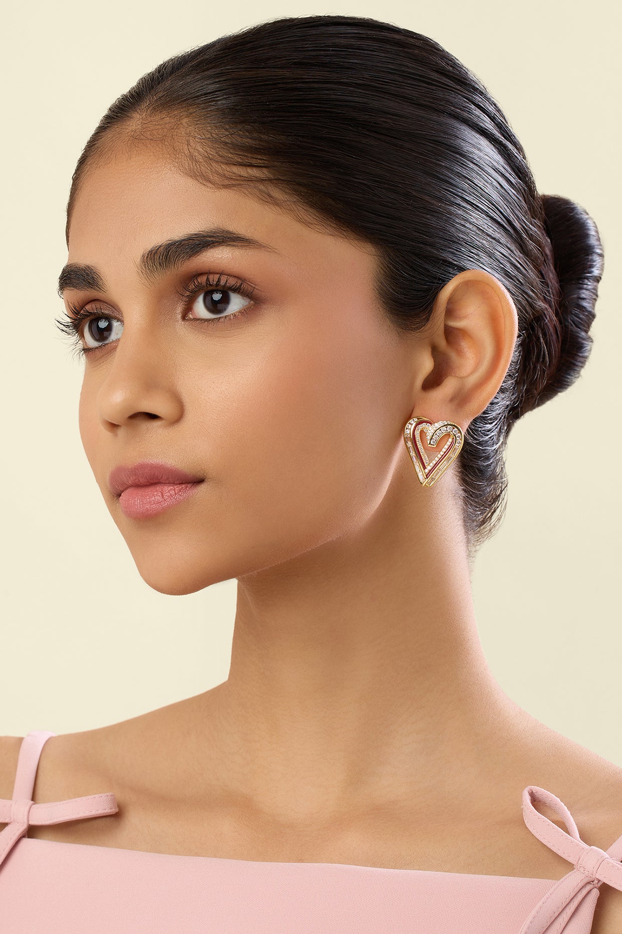 Liminal Heart Studs In 18Kt Gold Plated