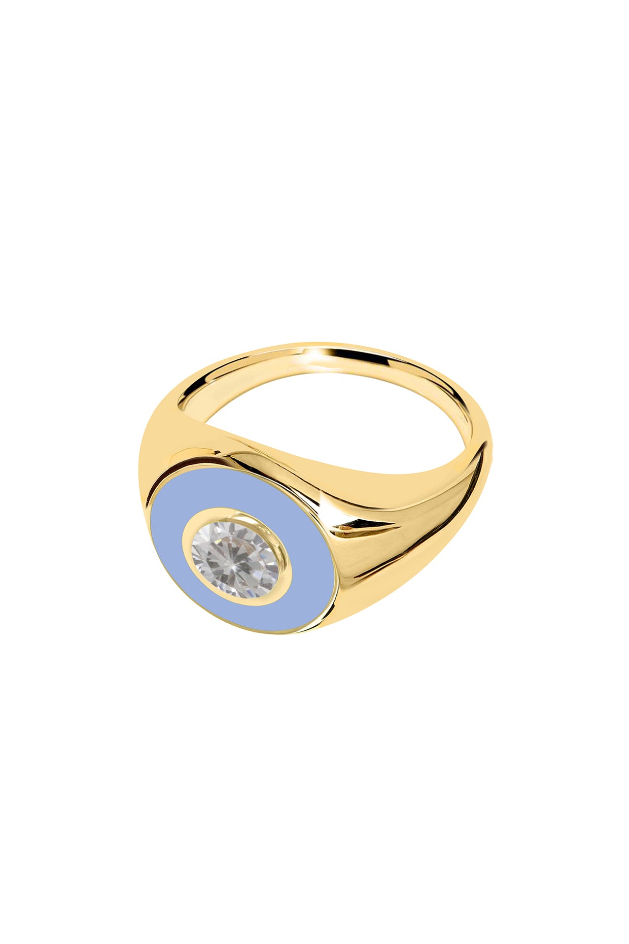 18Kt Gold Plated Eyes On Me Powder Blue Signet Ring