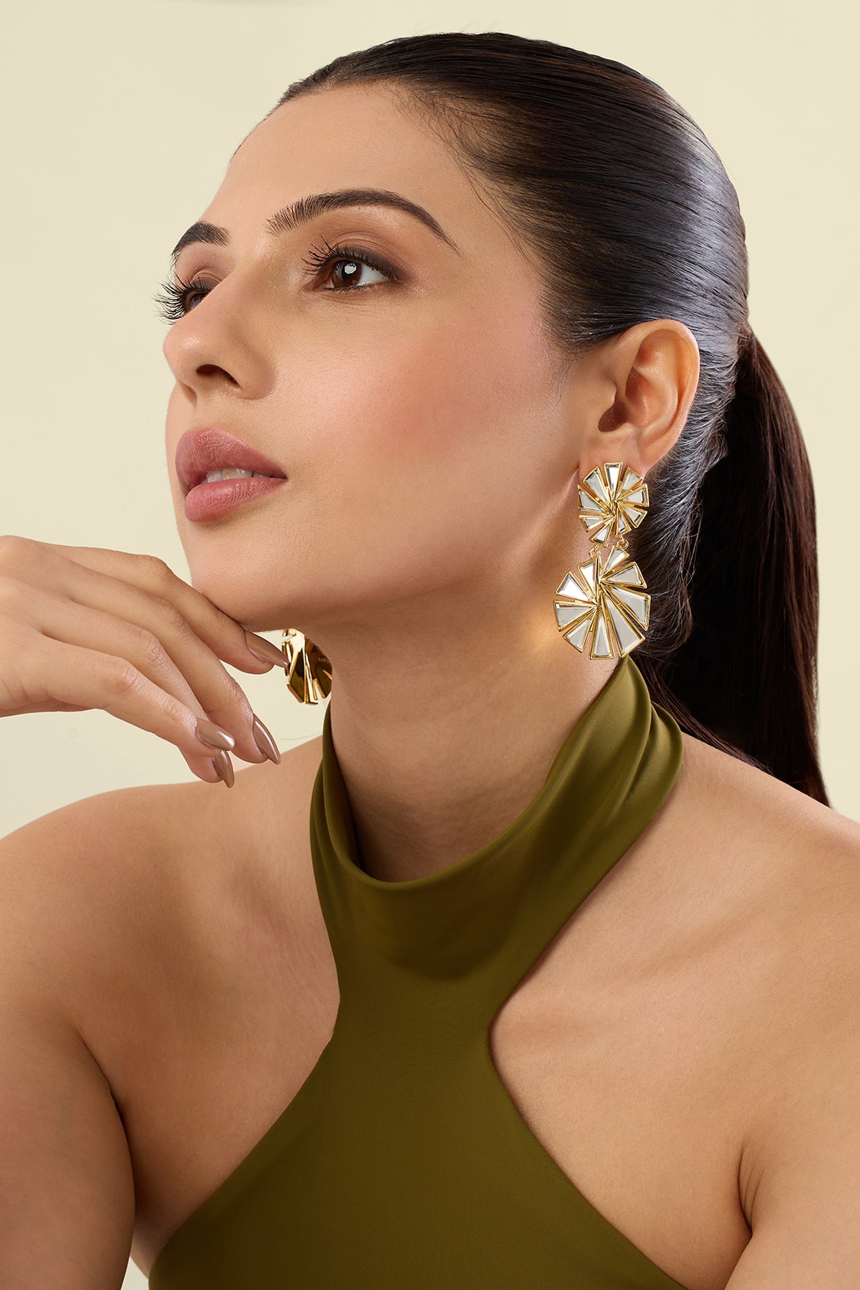 Demi Goddess Shattered Mirror No. 8 Earrings 18Kt Gold Plated