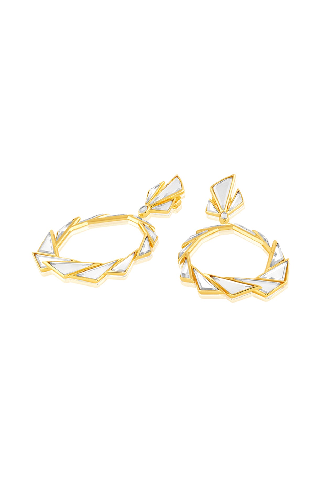 Demi Goddess Mirror Statement Libra Earrings 18Kt Gold Plated