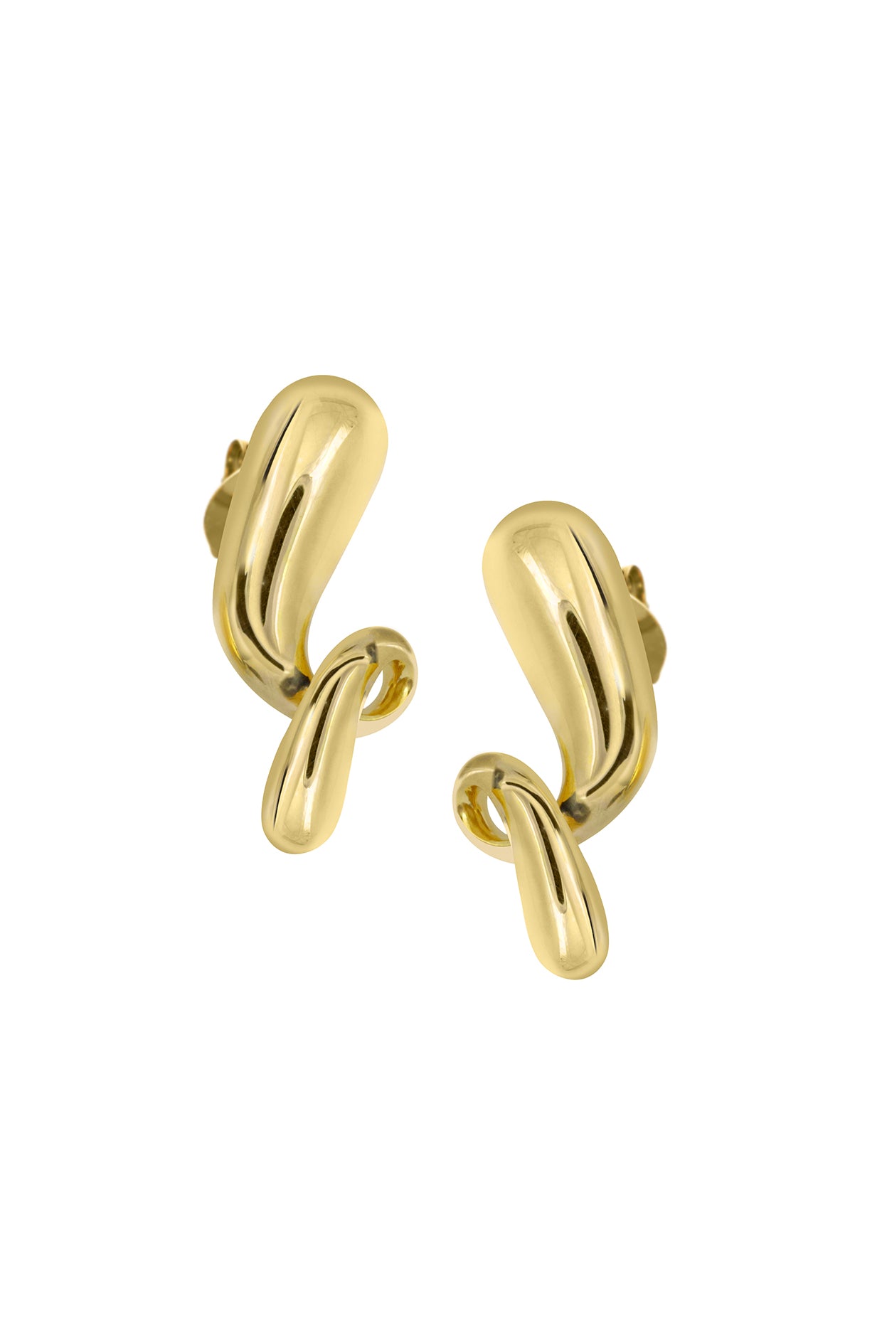 18Kt Gold Plated Solid Pebble Drop Earrings
