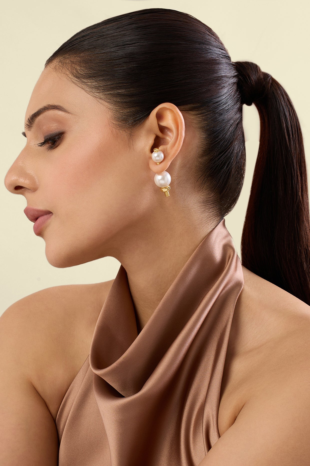 Illusion Pearl Silicon studs  18Kt Gold Plated