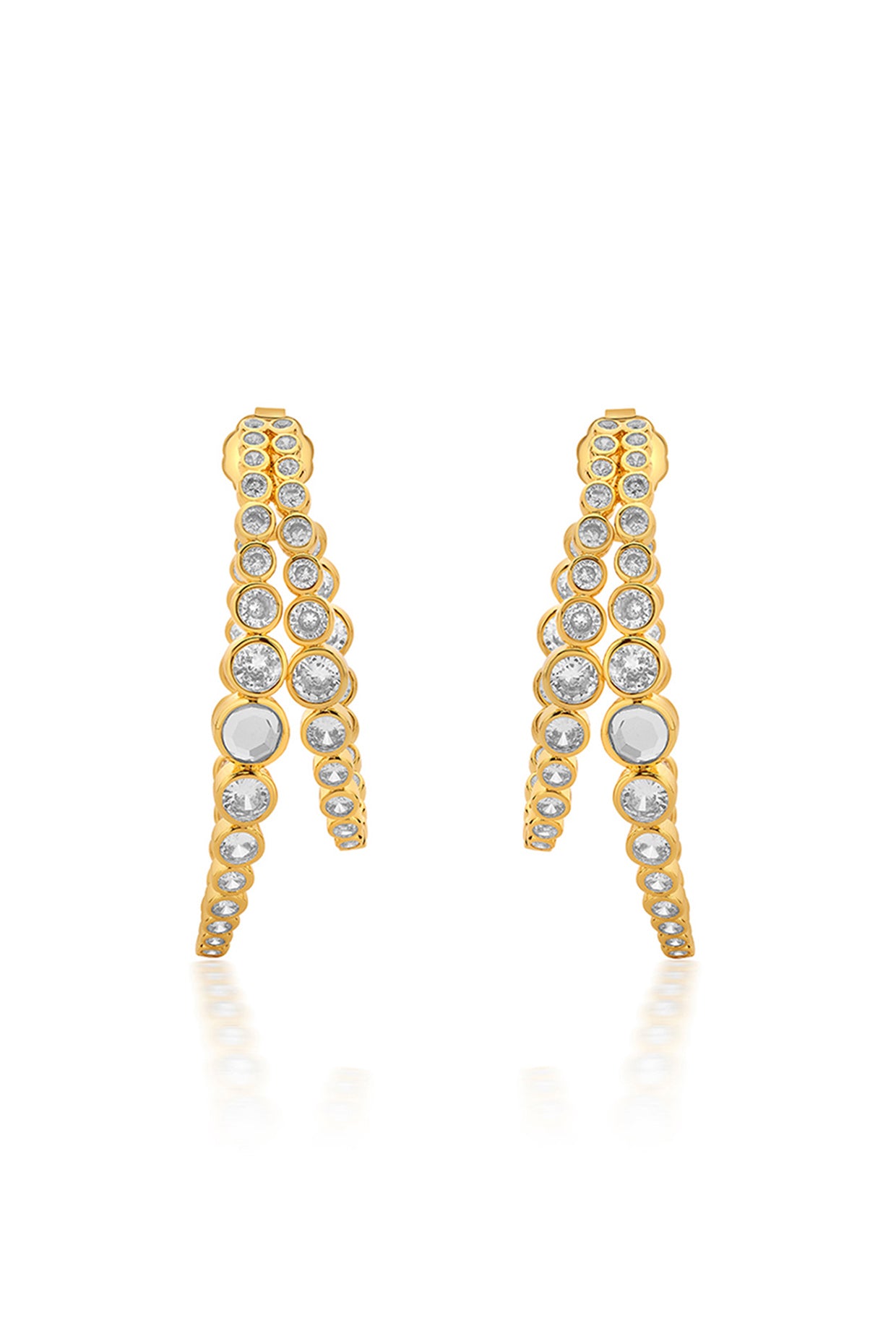 Modern Maharani Double Hoop Earrings 18Kt Gold Plated