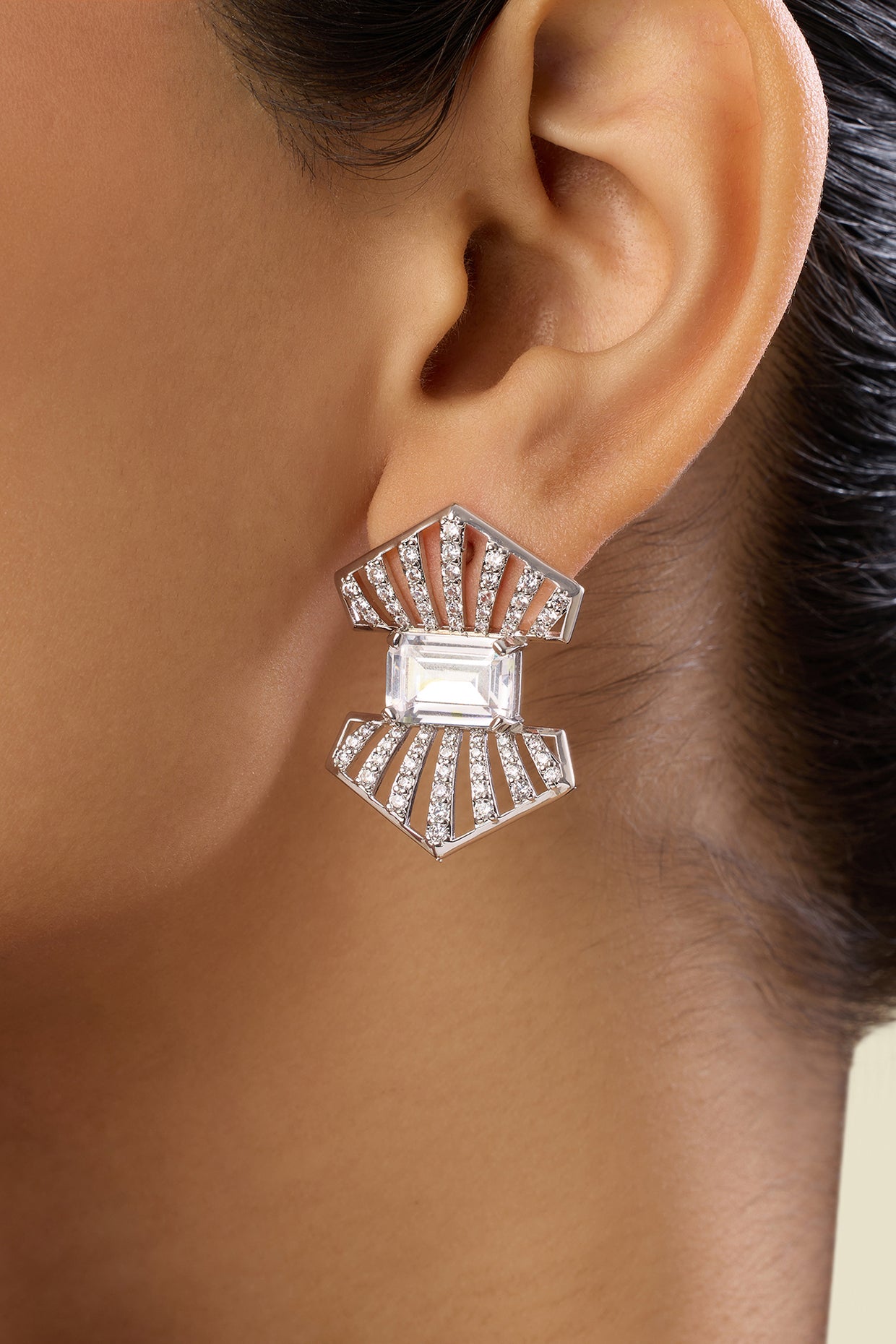 Jazzline Deco Studs In Rhodium Plated