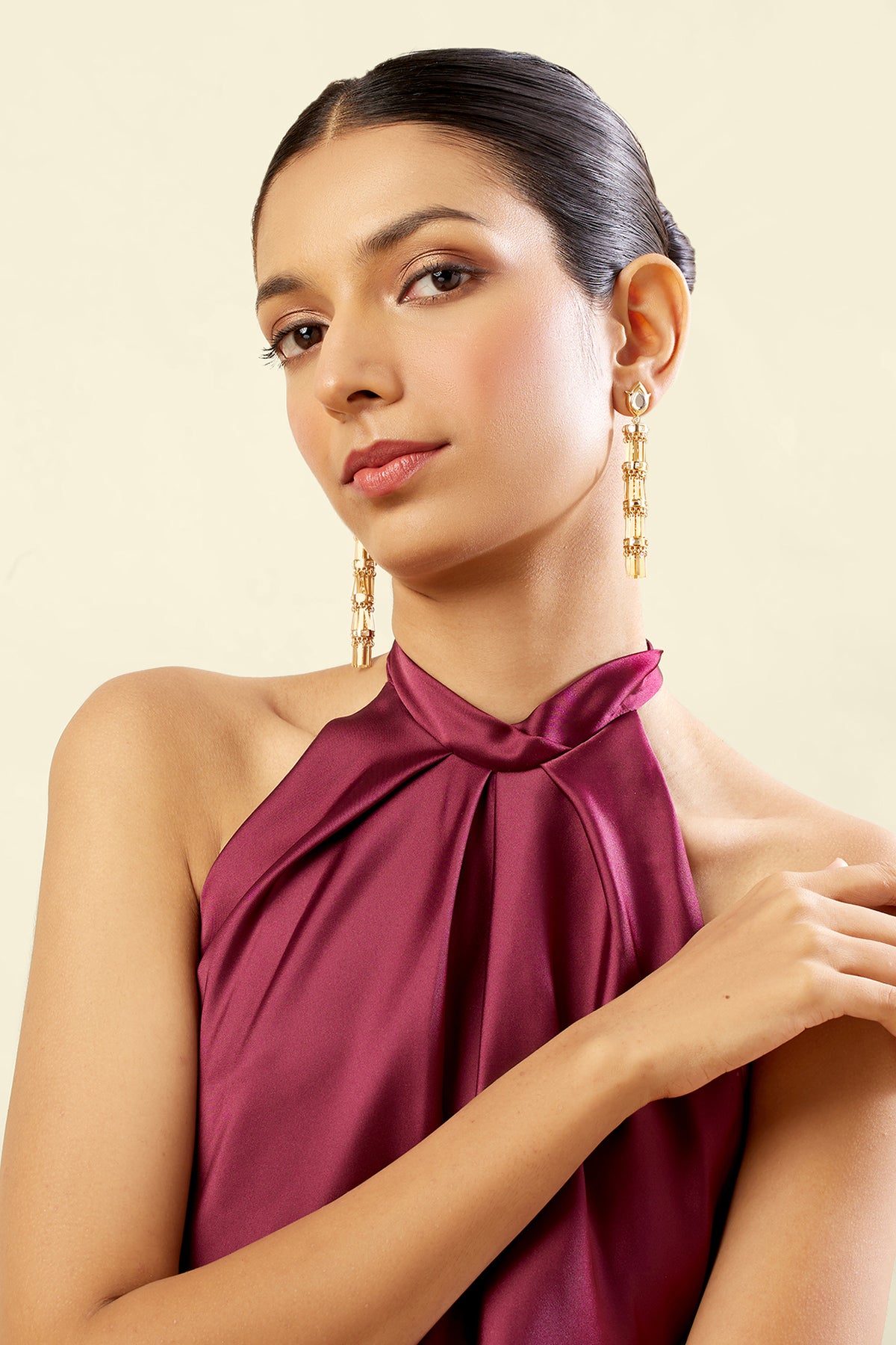 Ceu Statement Danglers In 18Kt Gold Plated