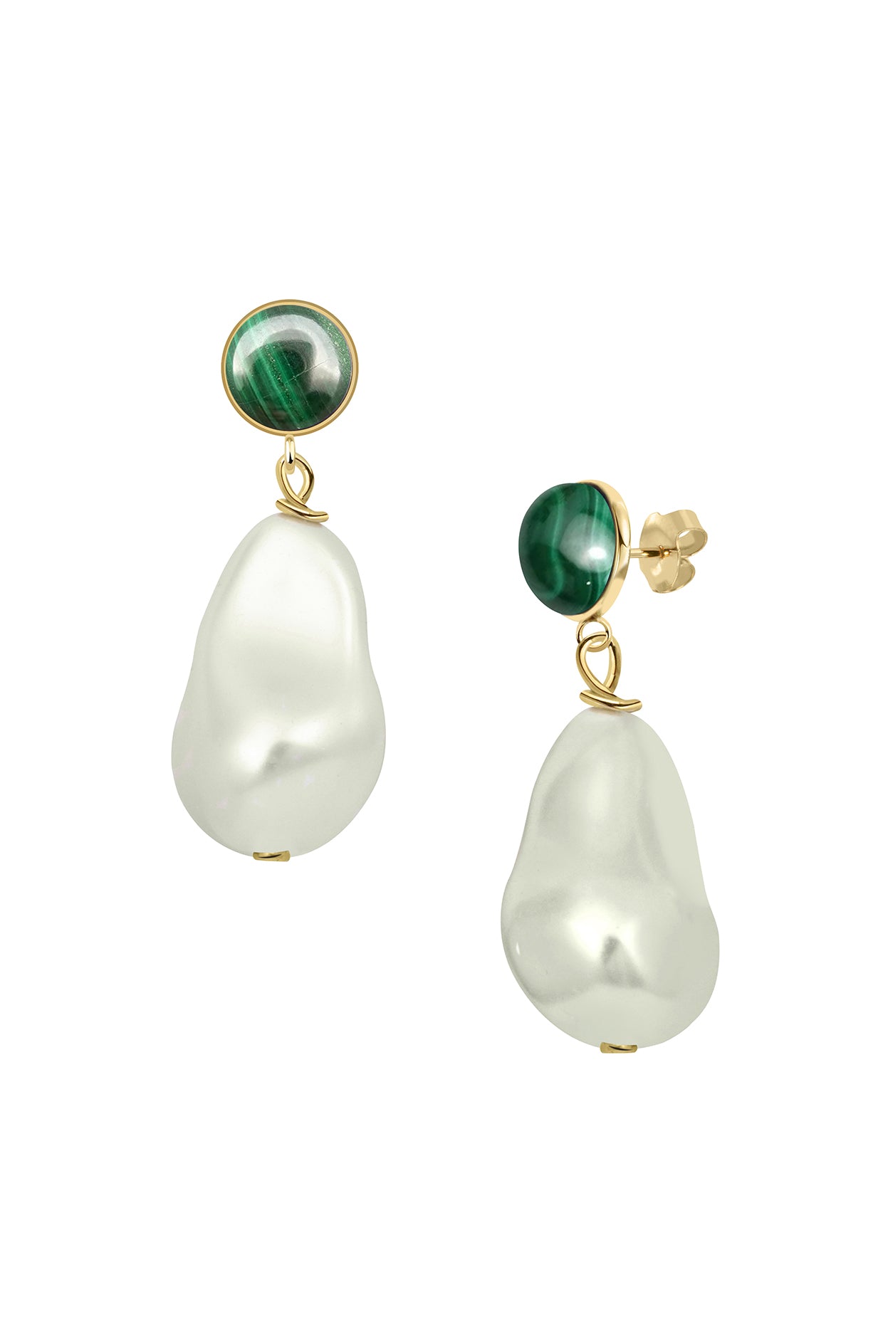 18Kt Gold Plated Baroque Pearl Drop (Malachite)