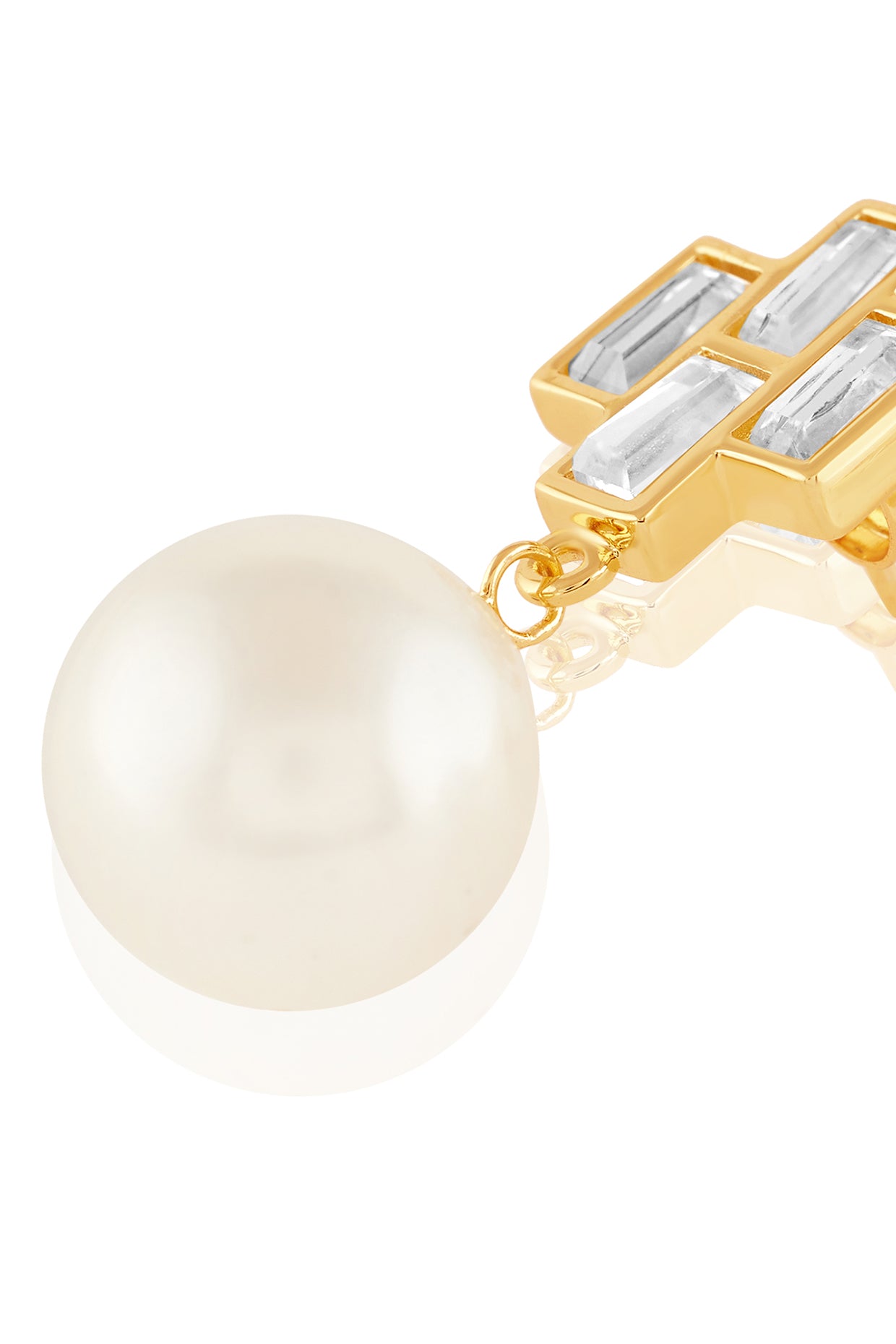 Prism Mirror Pearl Drop Earring 18Kt Gold Plated