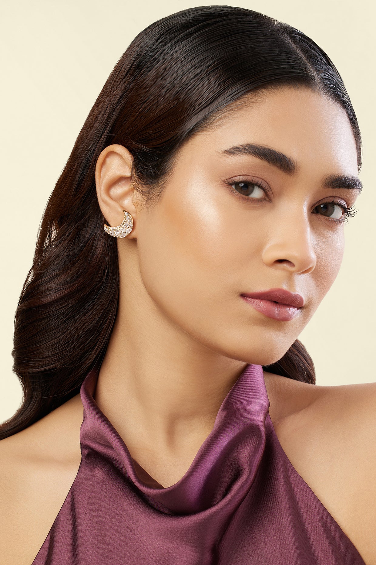 Lune Stud Earrings In 18Kt Gold Plated