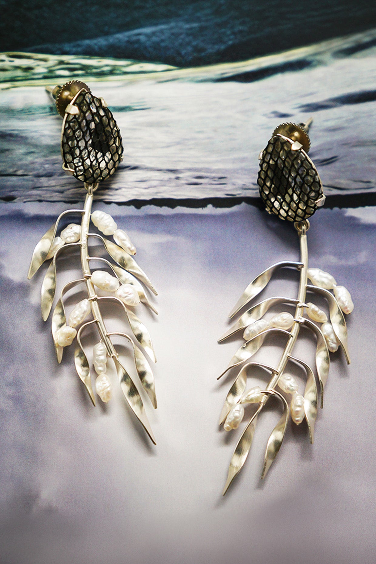 Silver Shortgrass Statement Earrings