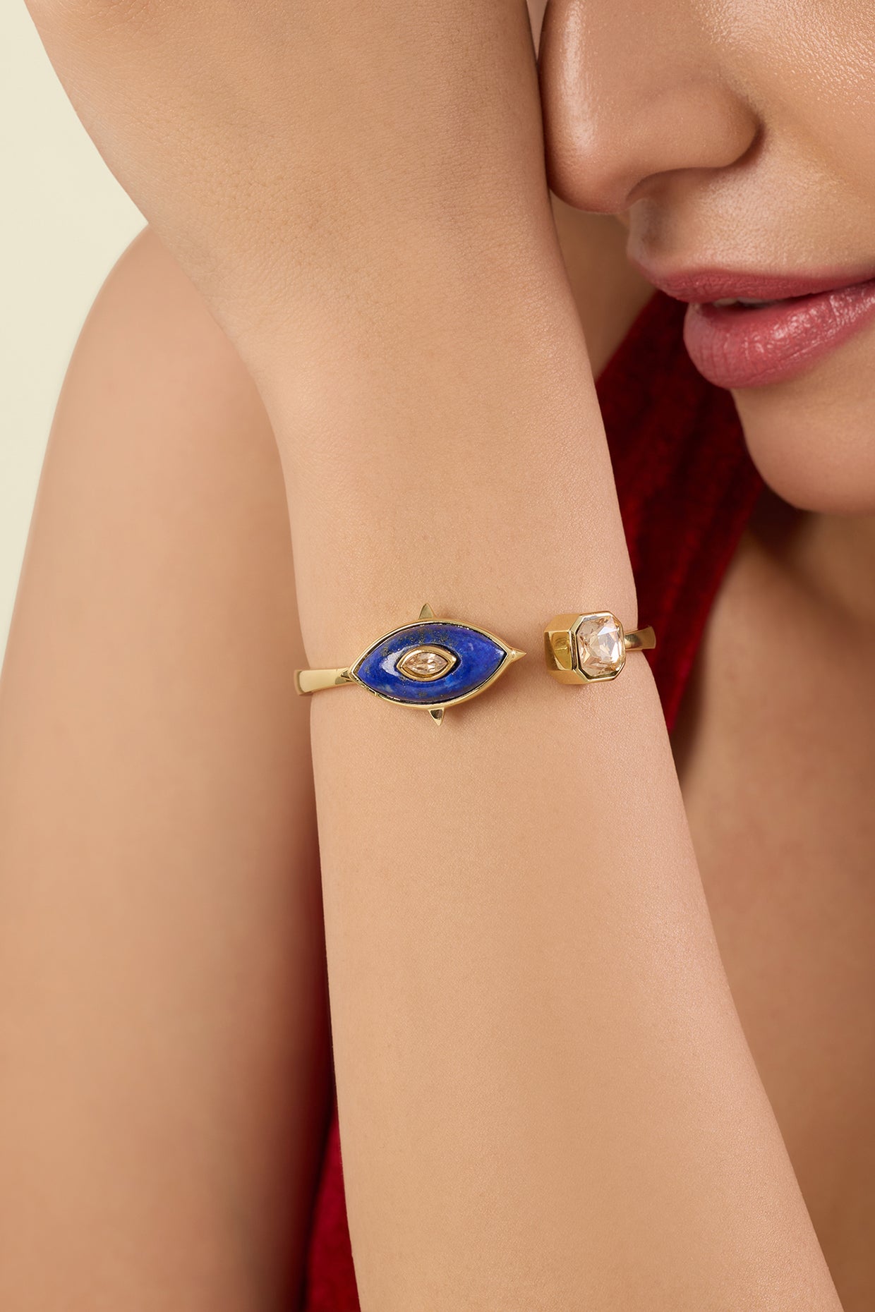 Sigil Eye Front Open Cuff 18kt Gold Plated