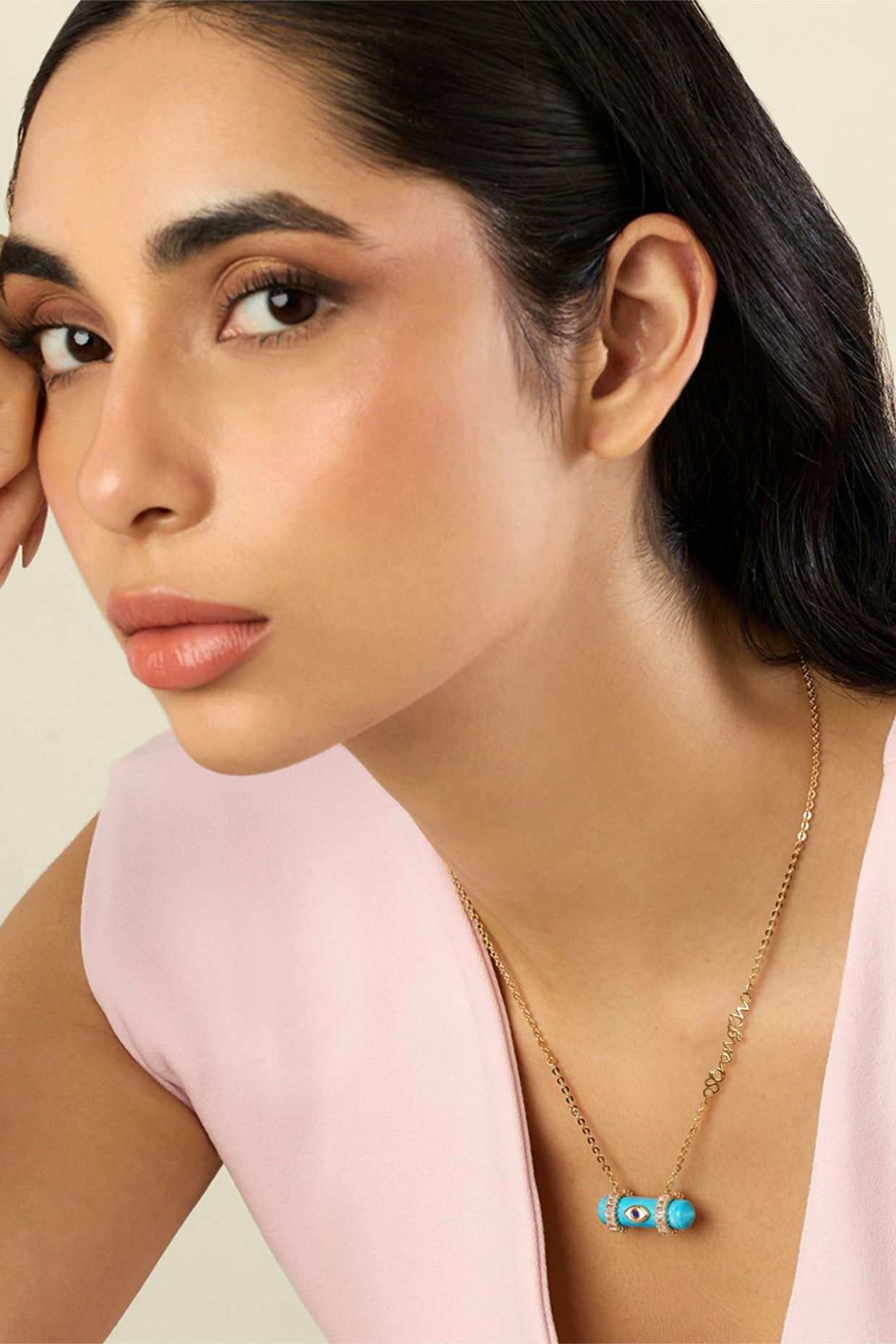 Turquoise Pendant Necklace In 18kt Gold Plated