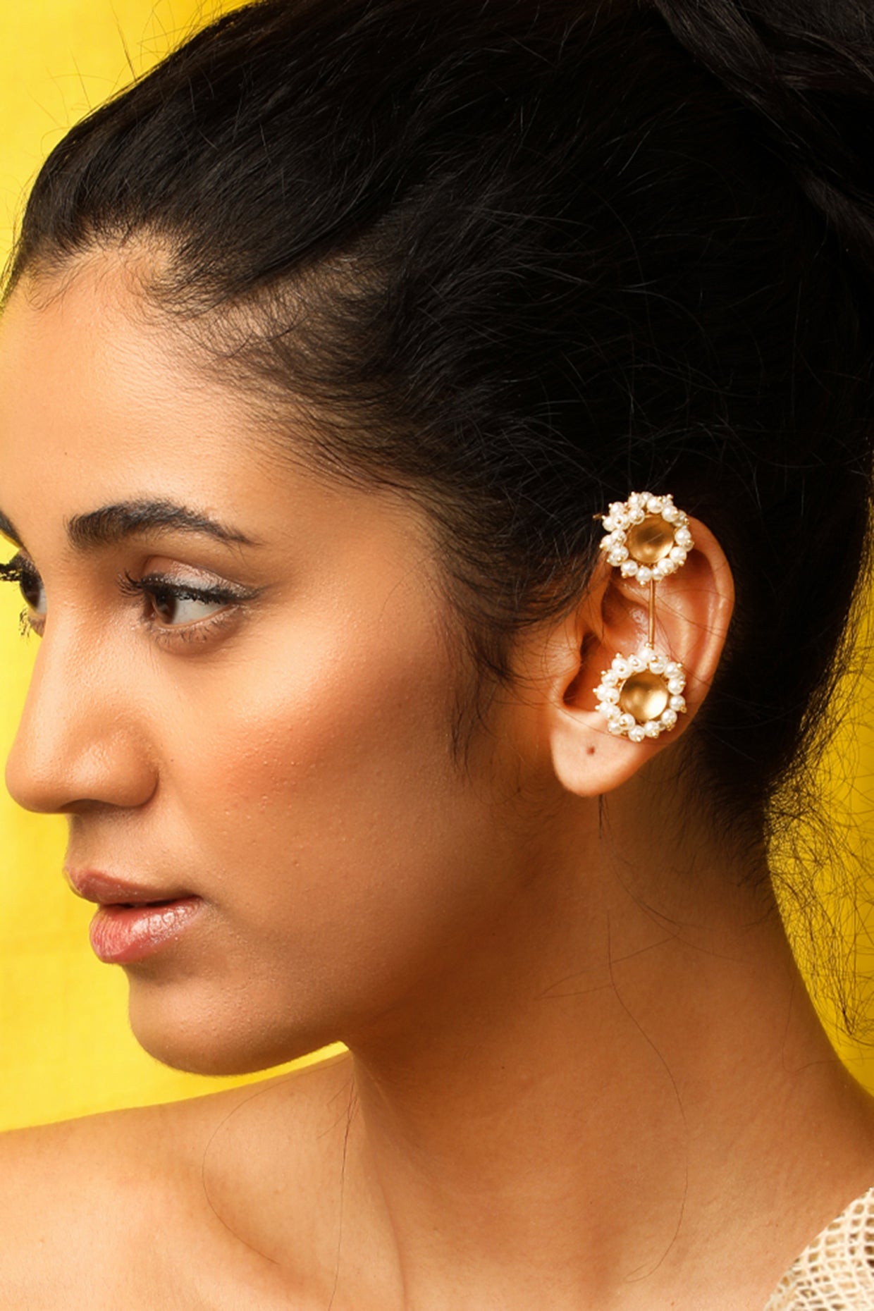 Pearl Bunch Ear Clip worn by Keerthy Suresh