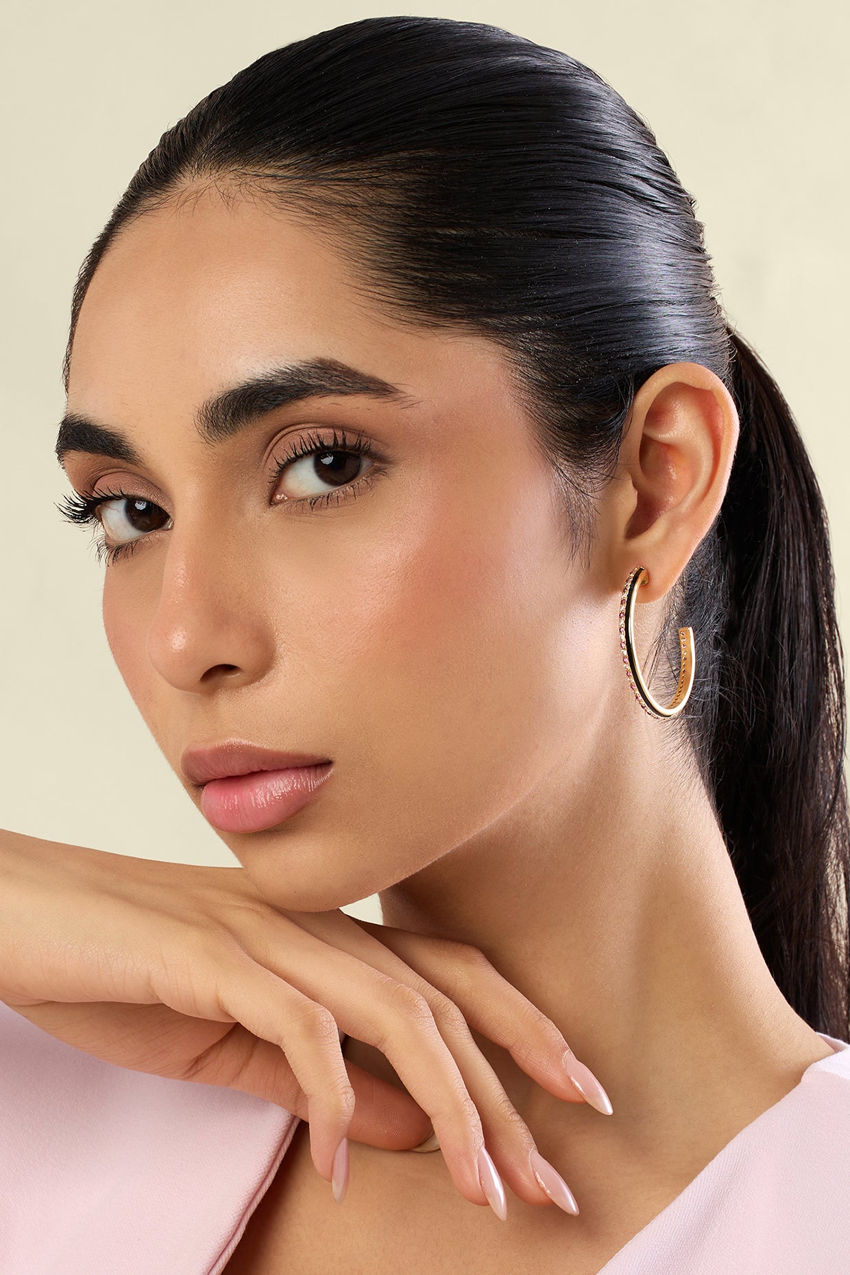 Mystic Orbit Hoops In 18kt Gold Plated