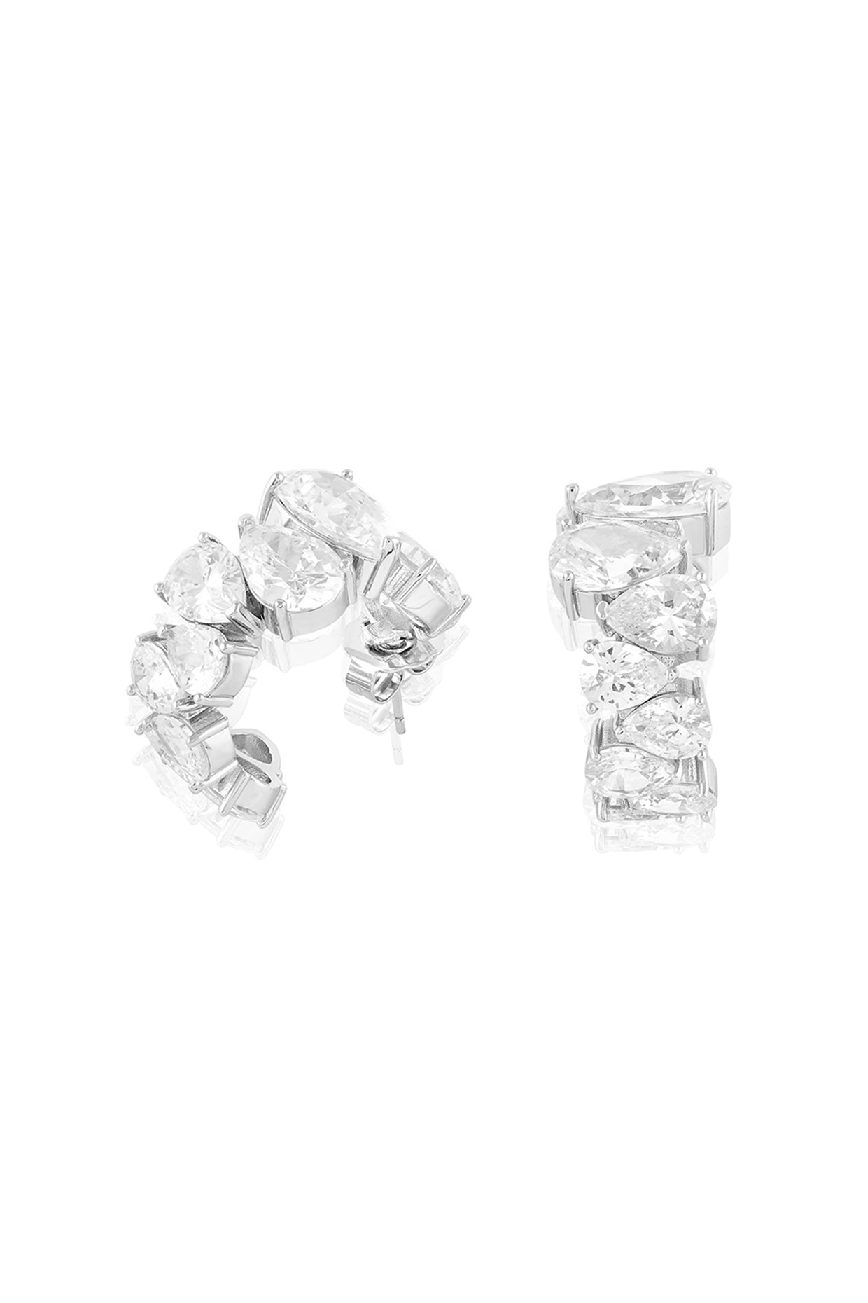 Luxe Glow Statement Hoops In Rhodium Plating