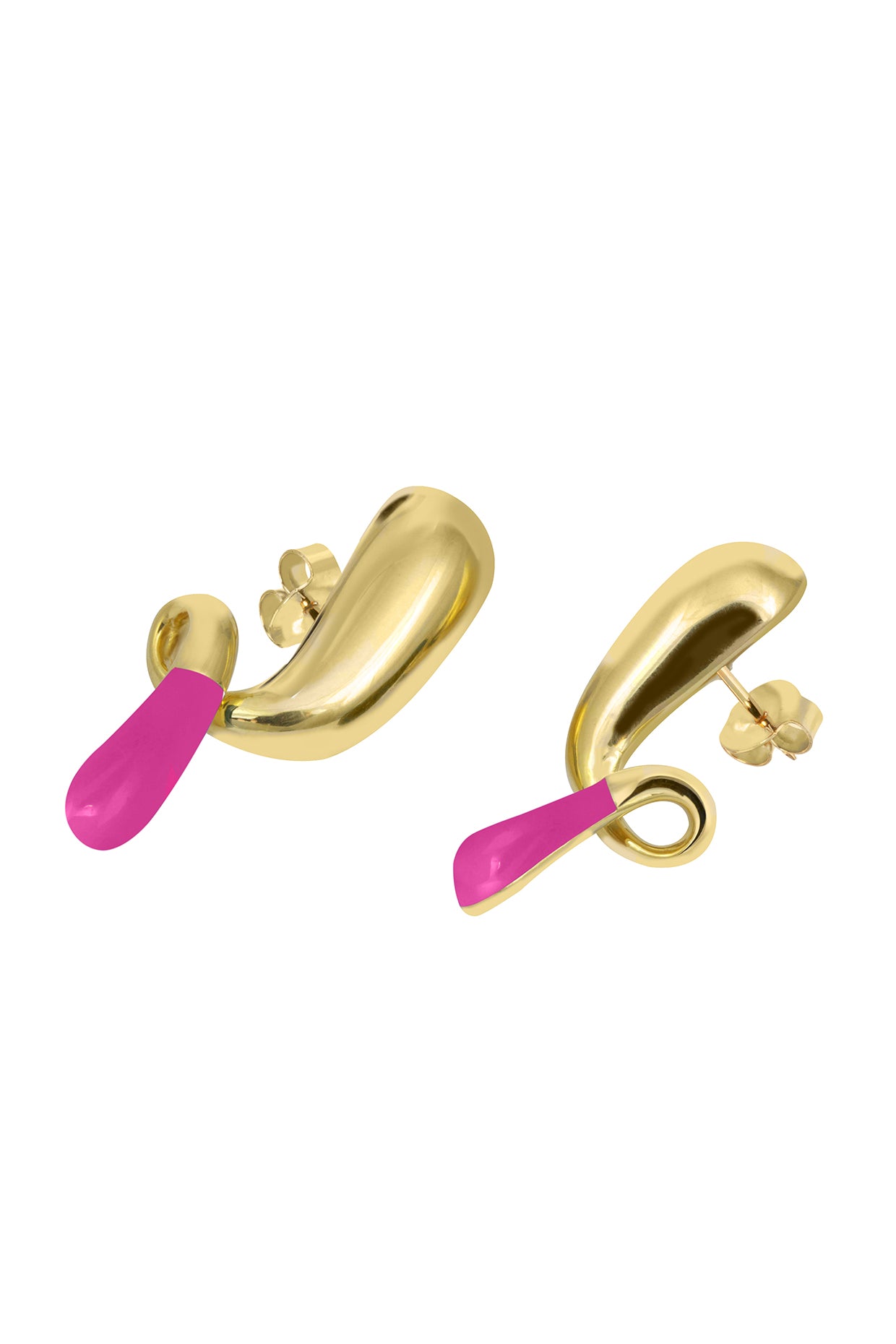 18Kt Gold Plated Hot Pink Pebble Pop Drop Earrings