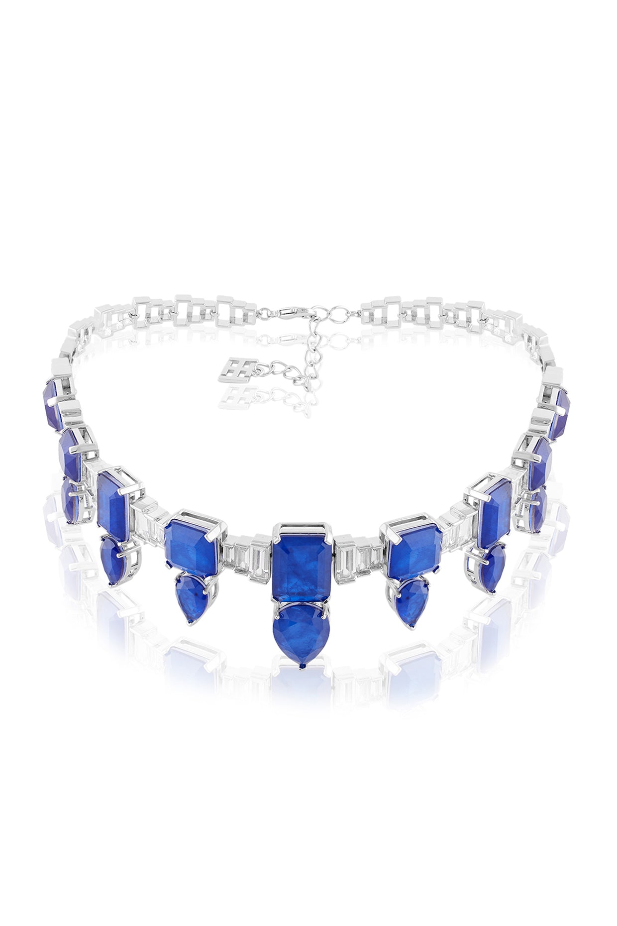 Celestial Luxe Choker Necklace In Rhodium Plating