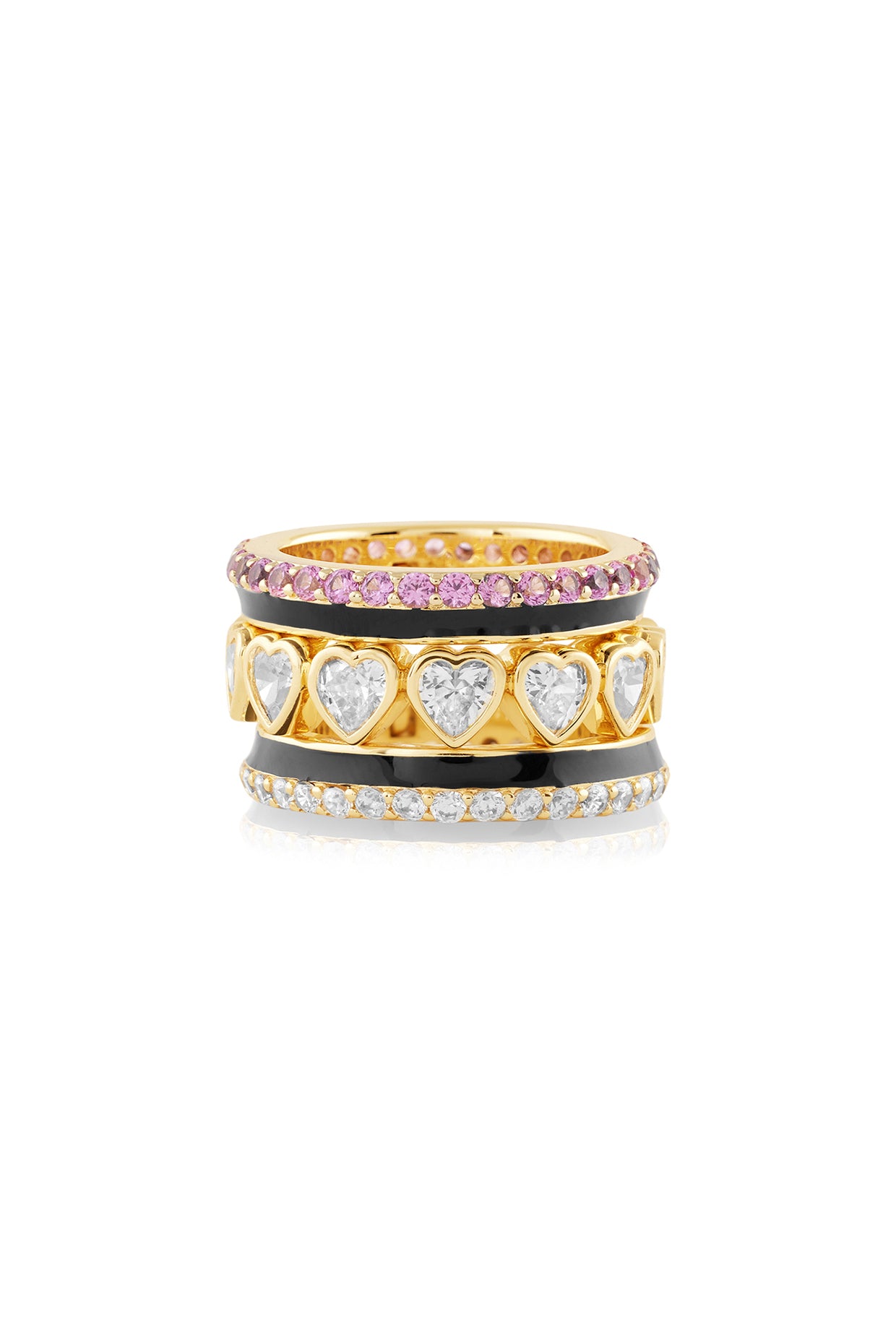 Divine Glint Statement Ring In 18kt Gold Plated