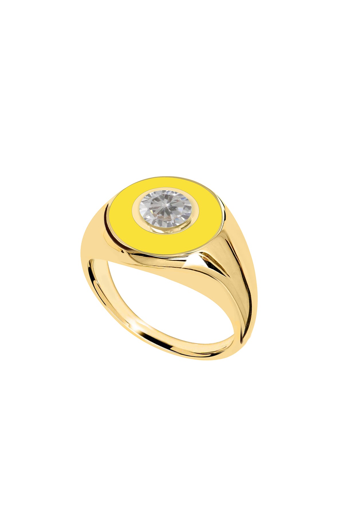 18Kt Gold Plated Eyes On Me Yellow Signet Ring