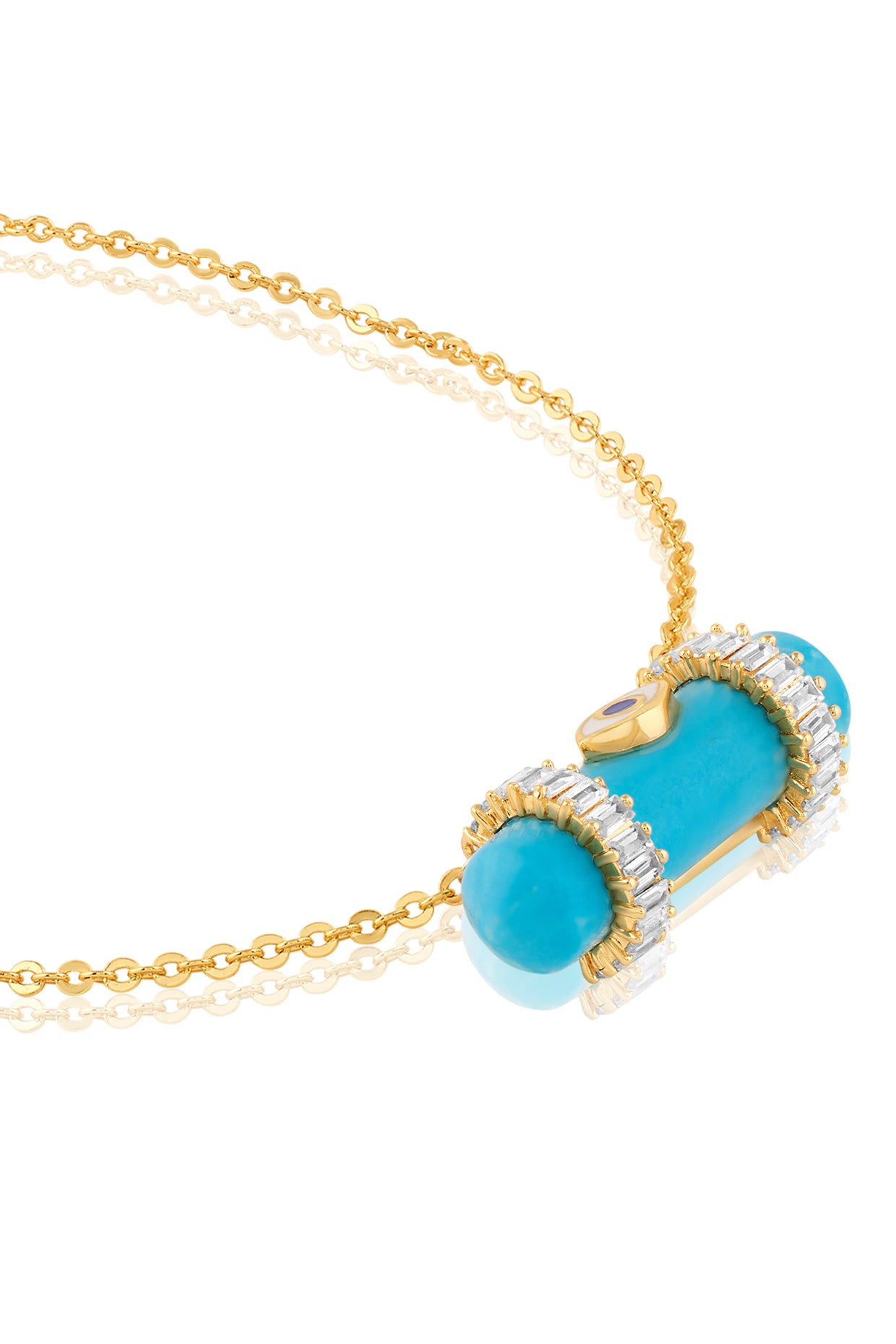 Turquoise Pendant Necklace In 18kt Gold Plated