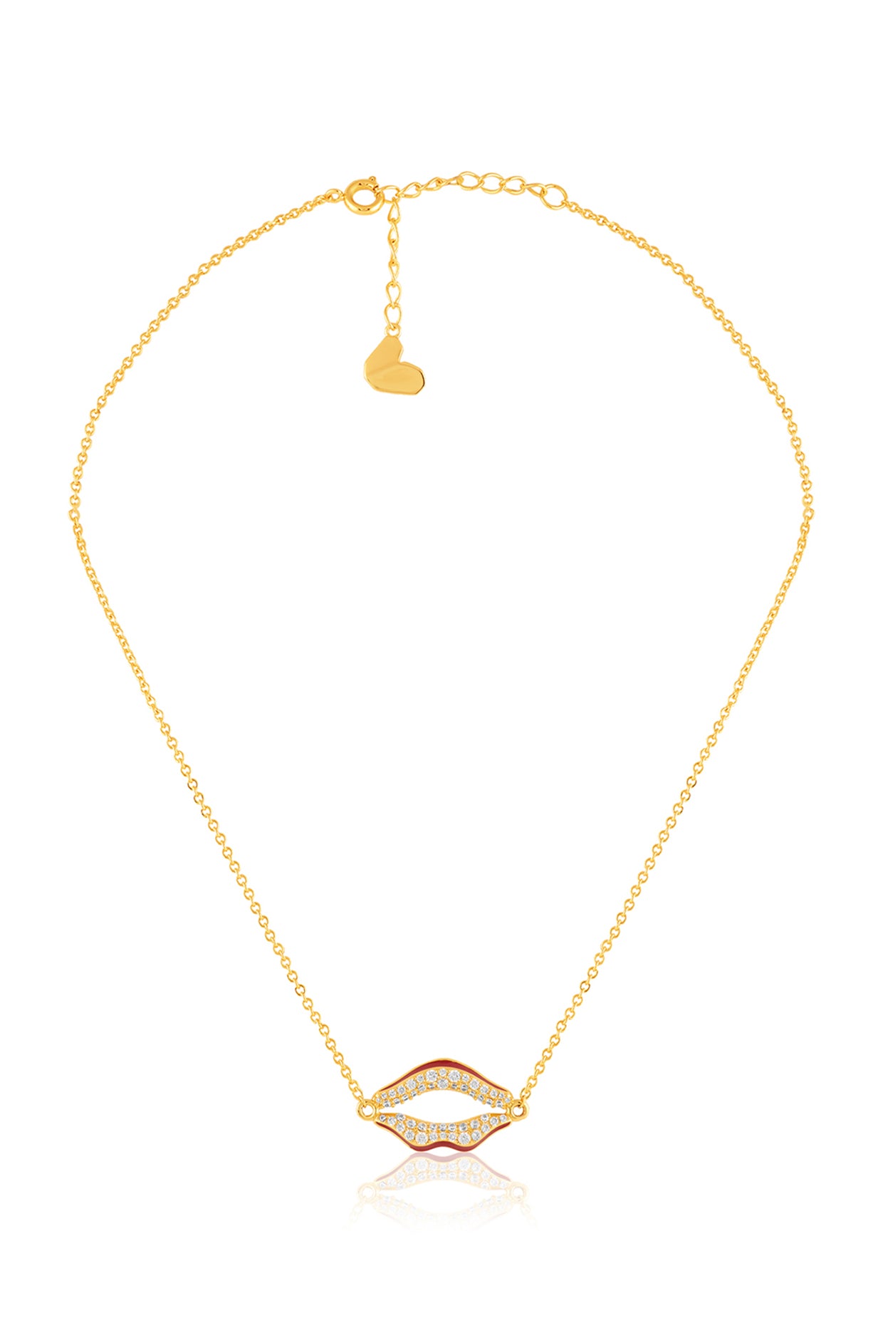Skylaire Lip Pendant Necklace In 18Kt Gold Plated