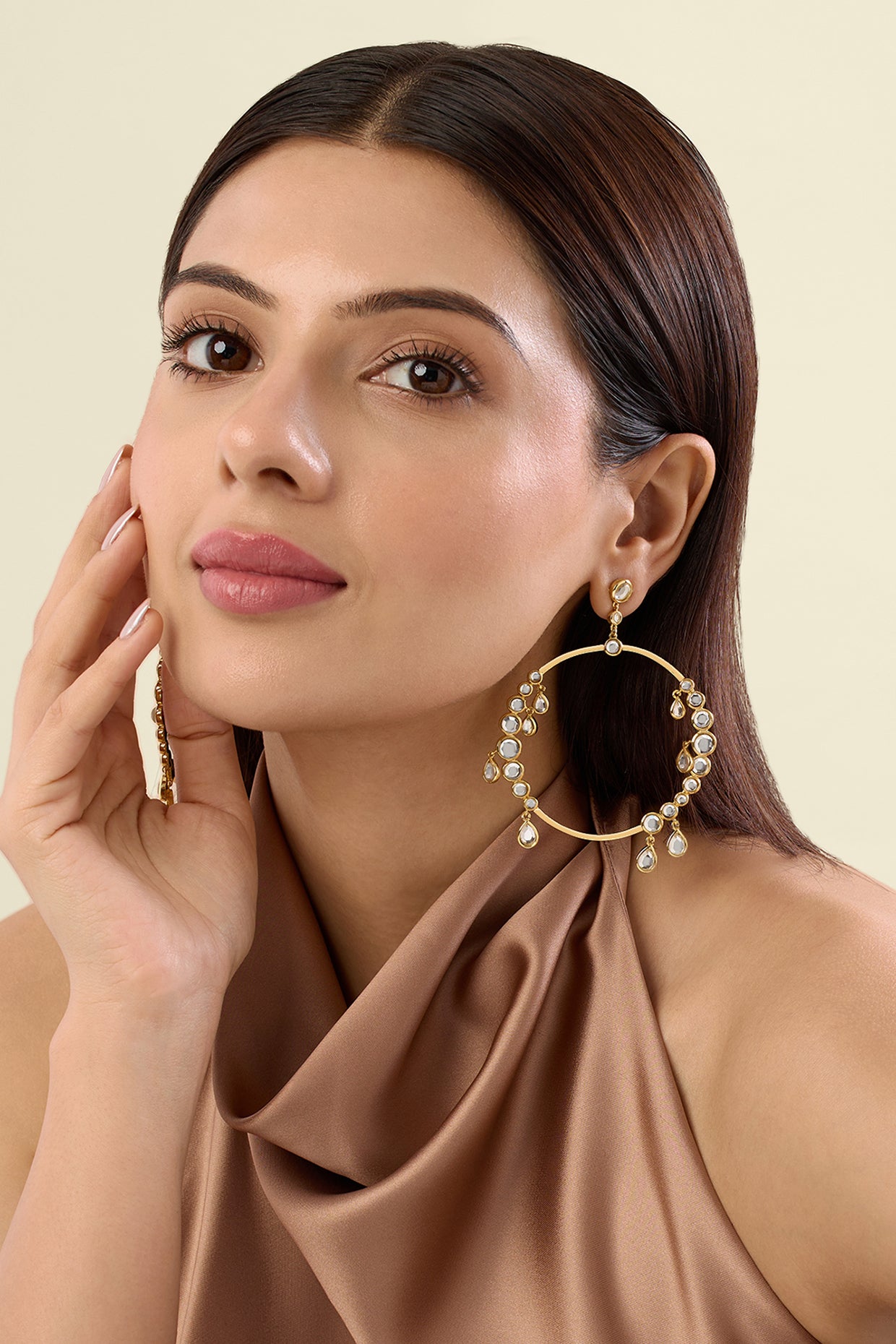 Decadence Decoded Mirror Front Hoop Earrings 18Kt Gold Plated