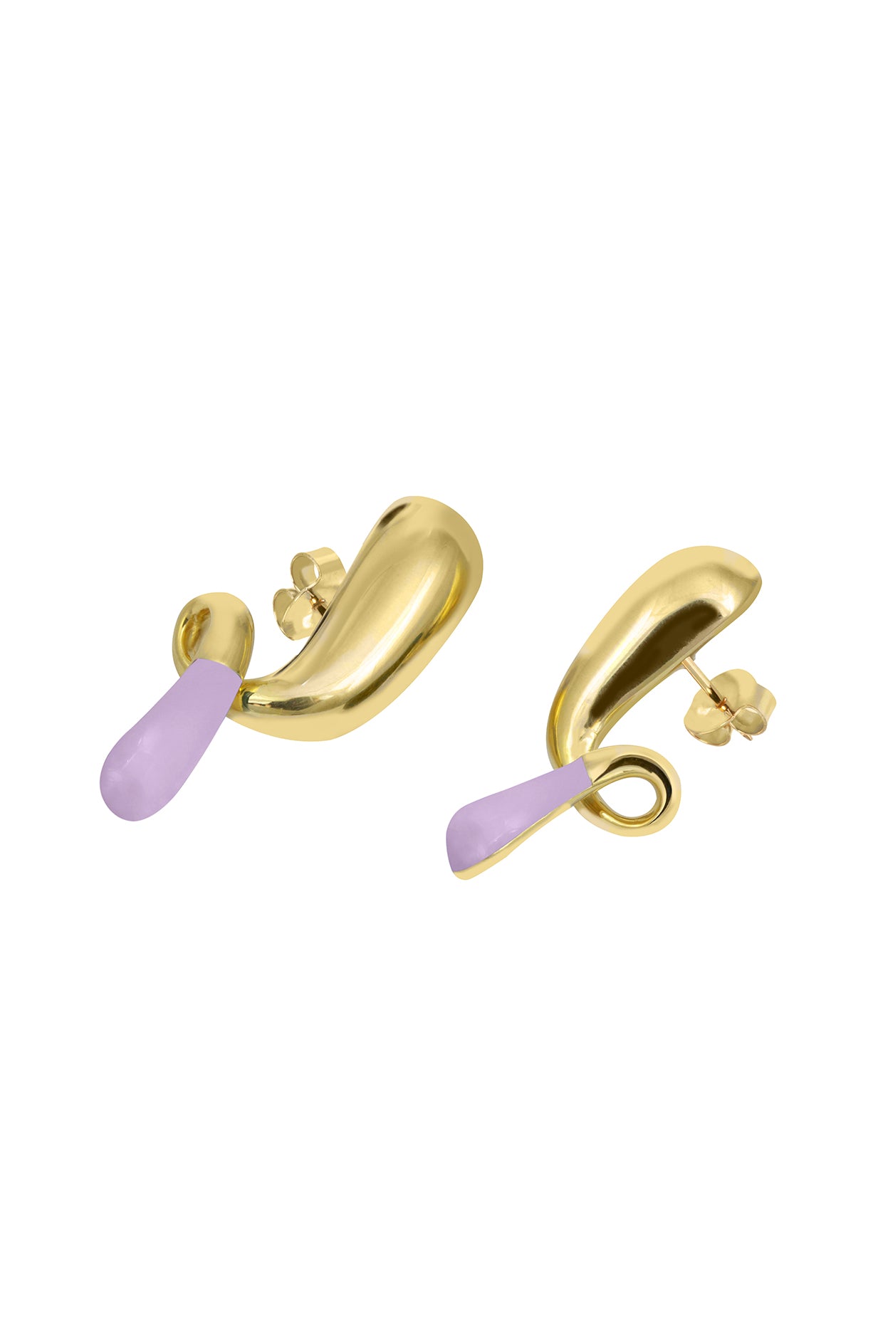 18Kt Gold Plated Lilac Pebble Pop Drop Earrings