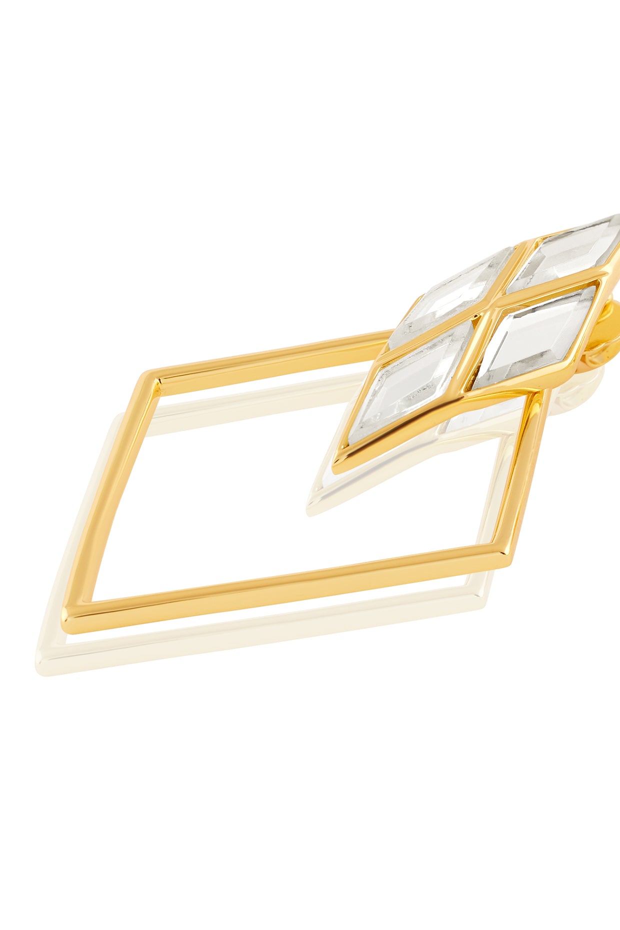 Demi Goddess Rhombus Mirror & Metal Surround Earrings 18Kt Gold Plated