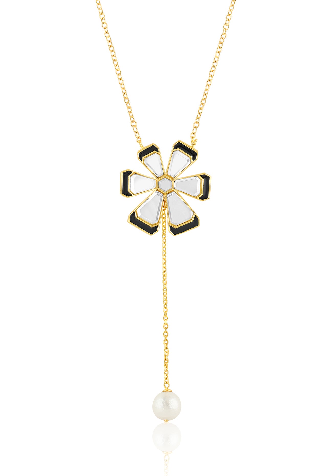 Ayaana Mirror Enamel Pendant 18Kt Gold Plated