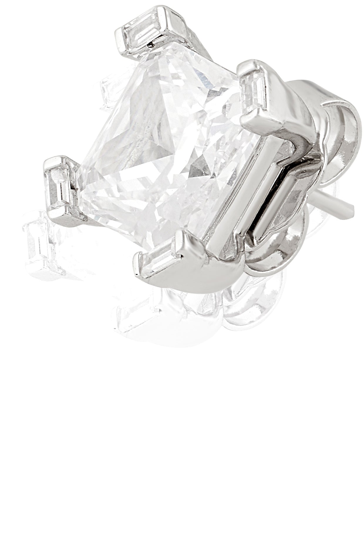 Elysian Radiance Square Studs In Rhodium Plating