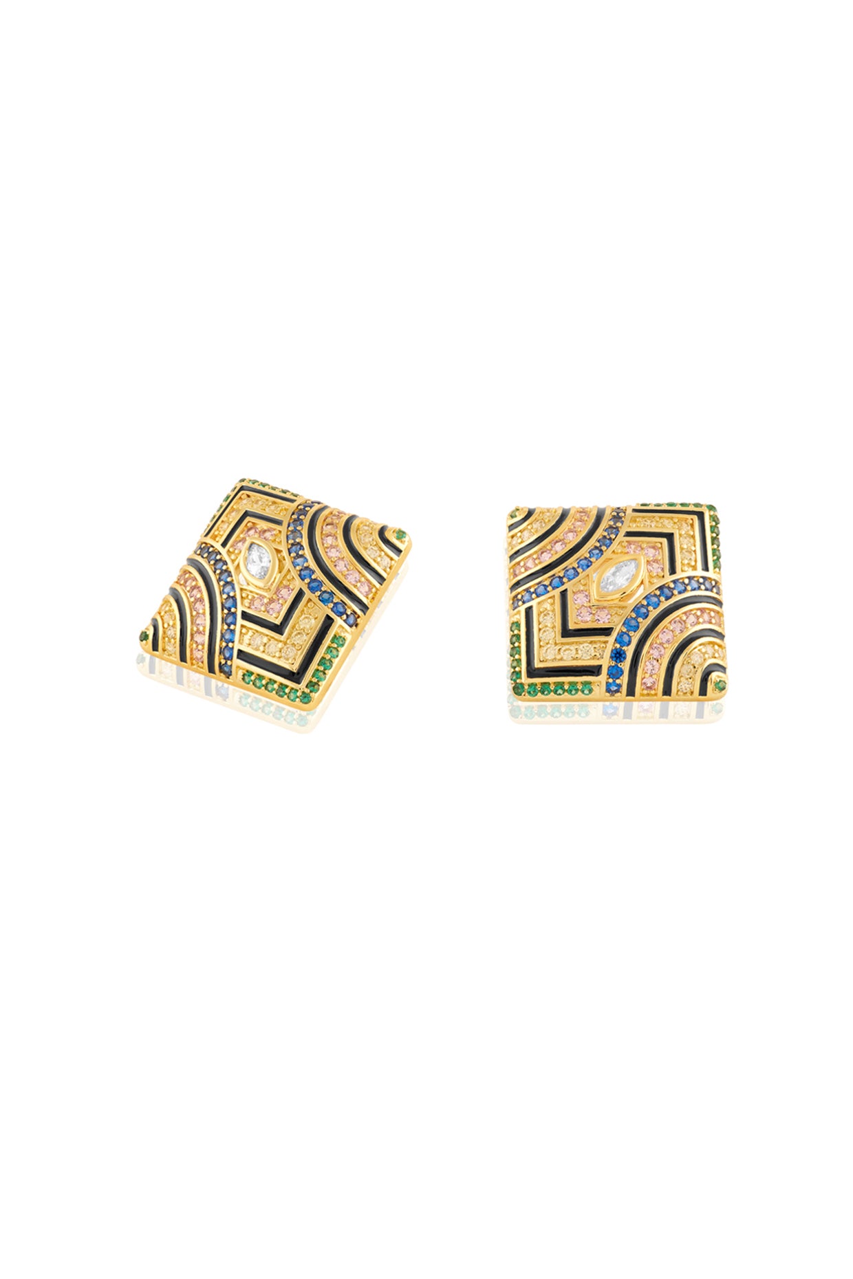 Delyra Square Studs In 18Kt Gold Plated