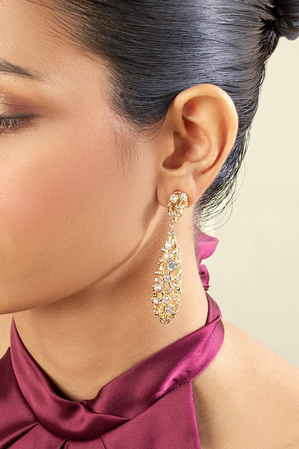 Espelho Long Drop Earrings In 18Kt Gold Plated