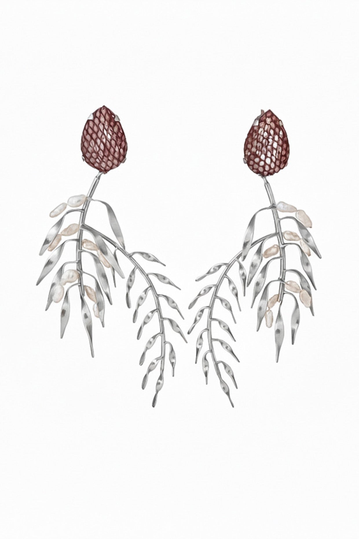Silver Grasslands Statement Earrings