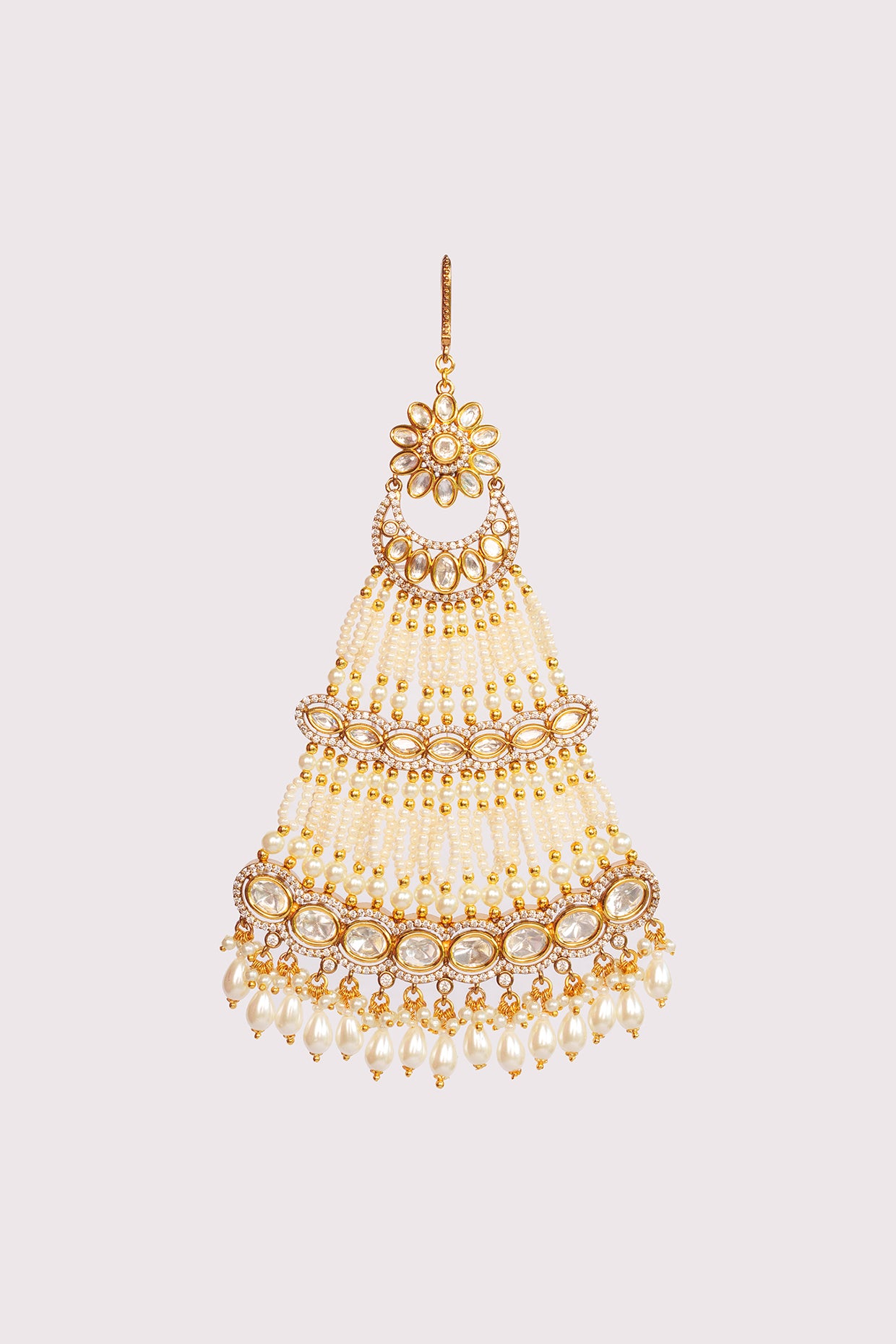 Jasvee White Kundan Passa