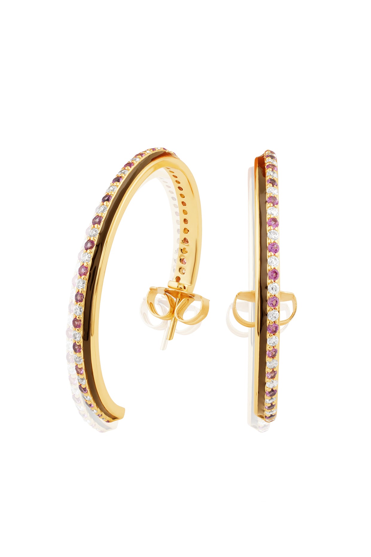 Mystic Orbit Hoops In 18kt Gold Plated