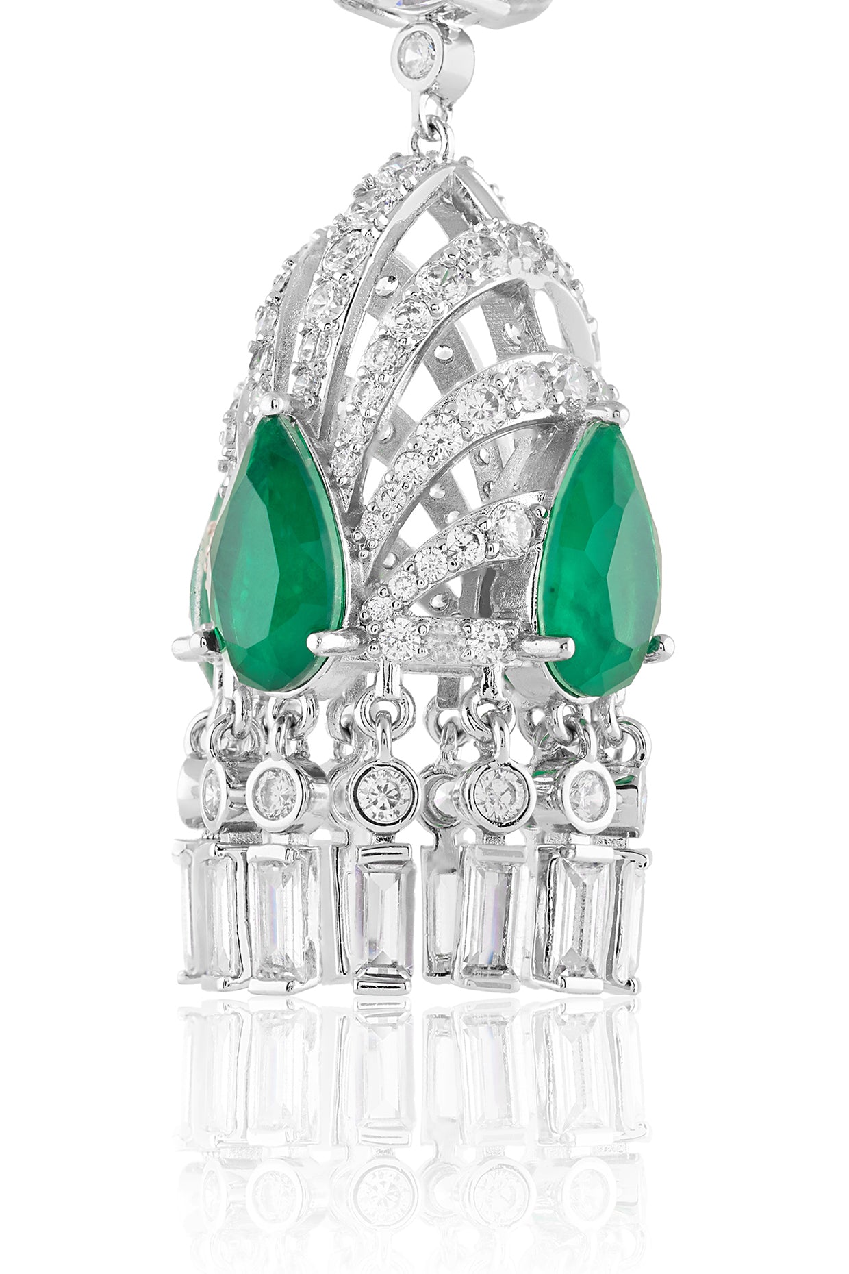 Atelier Statement Danglers In Rhodium Plated