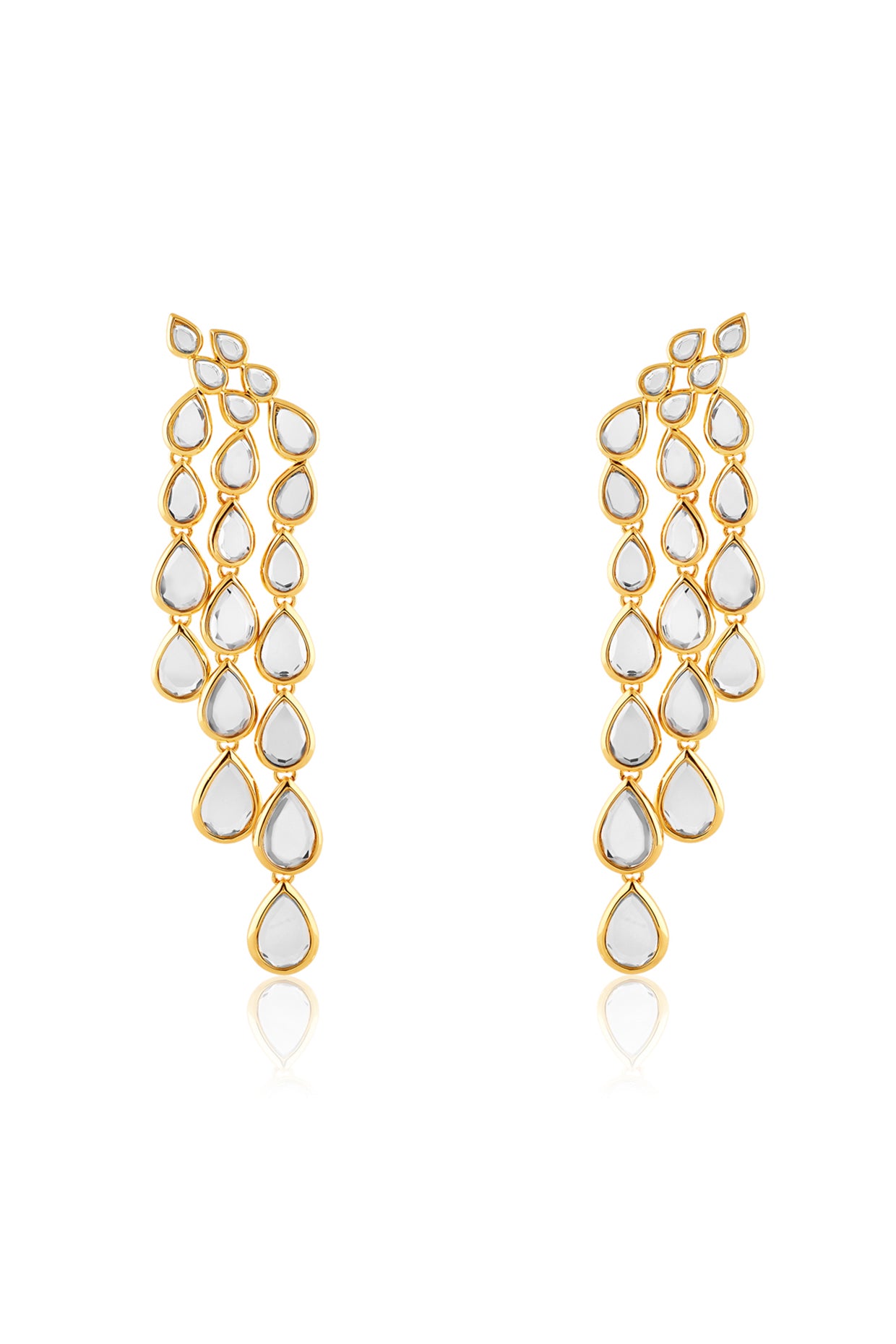Limelight Mirror Drop Cascading Earrings 18Kt Gold Plated