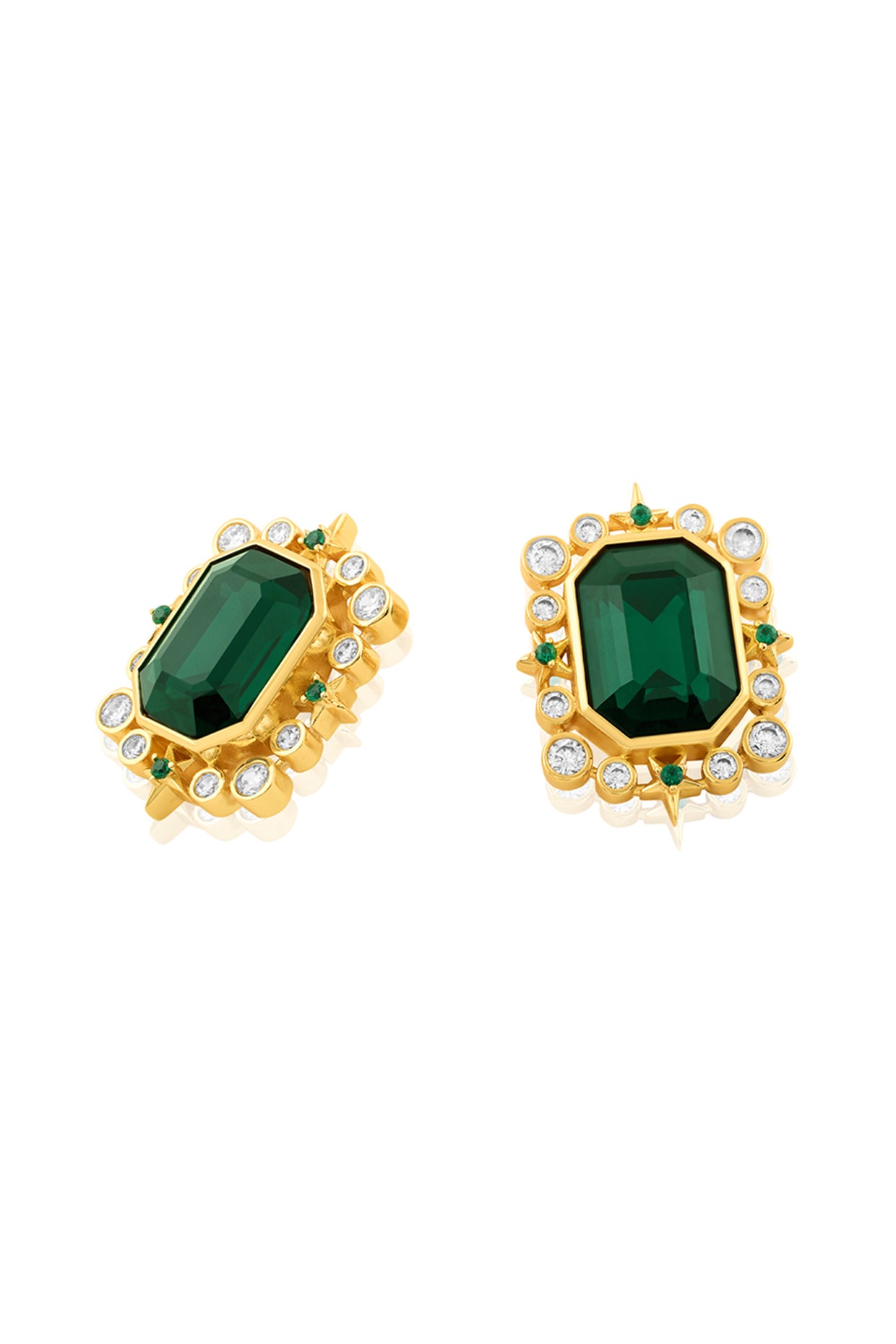 Emerald Twilight Stud Earrings In 18Kt Gold Plated
