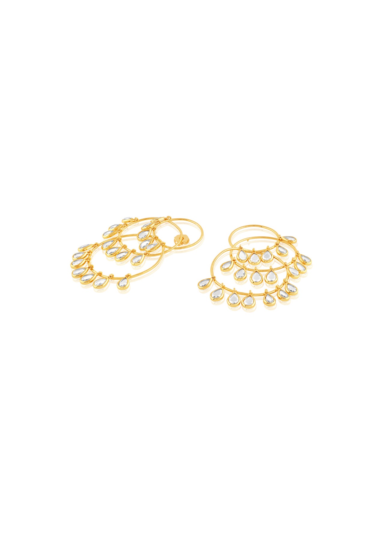 Ayaana Triple Hoop Mirror Earrings 18Kt Gold Plated
