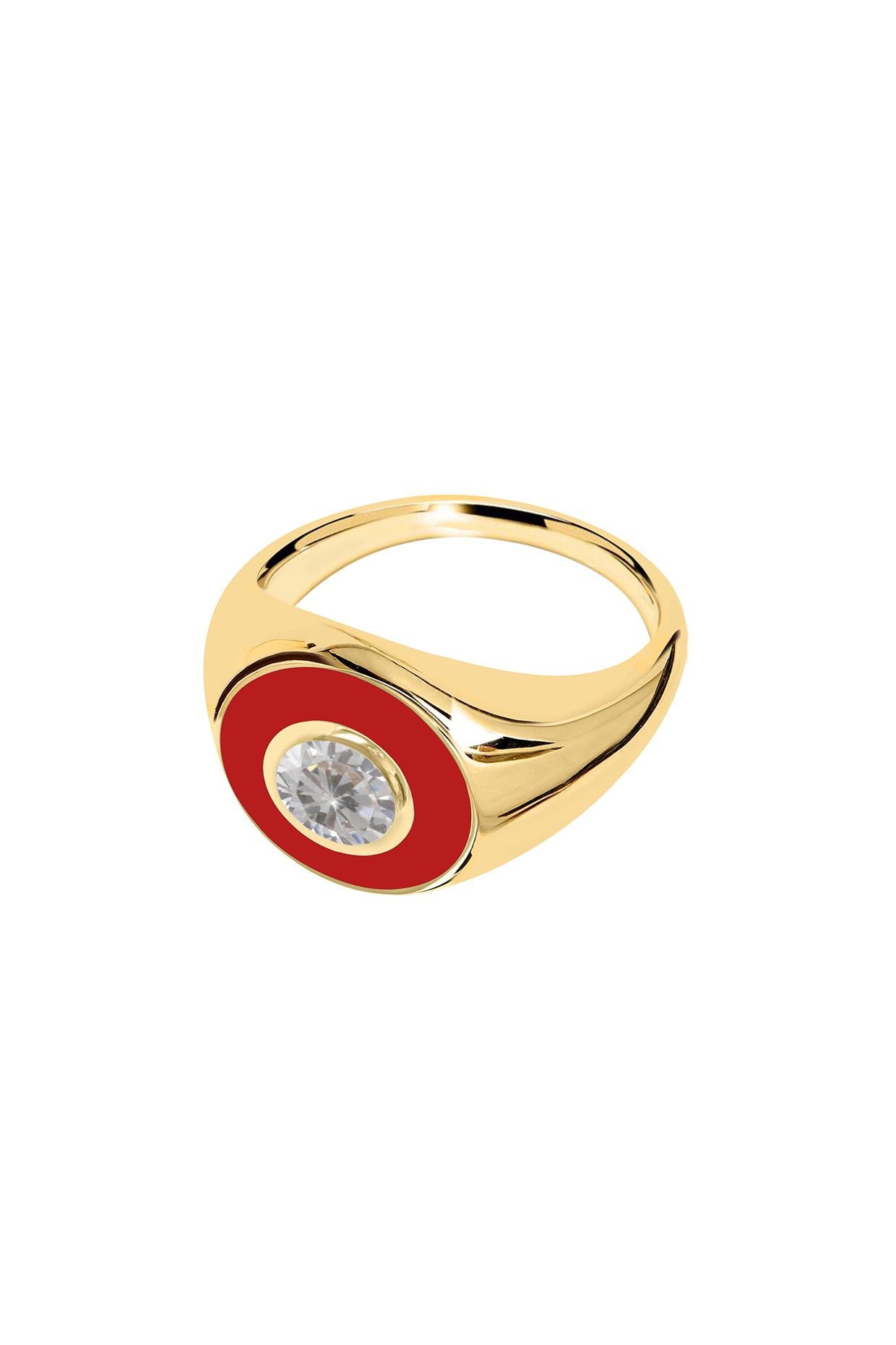 18Kt Gold Plated Eyes On Me Red Signet Ring